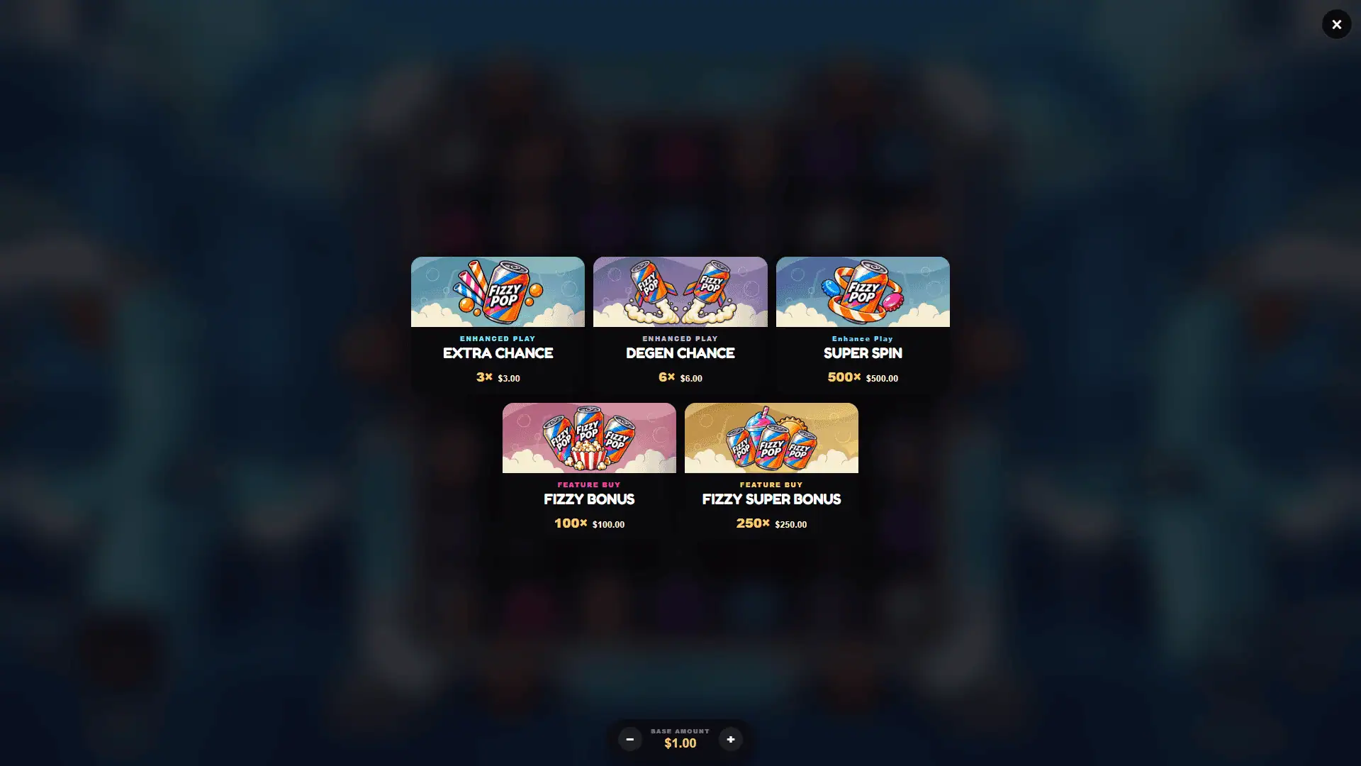 Fizzy Pop bonus buy menu