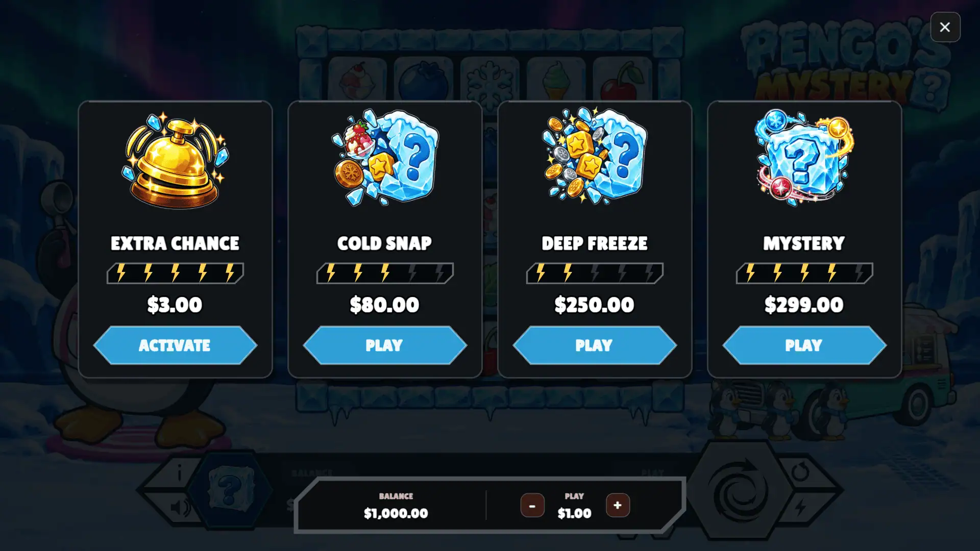 Pengos Mystery bonus buy menu
