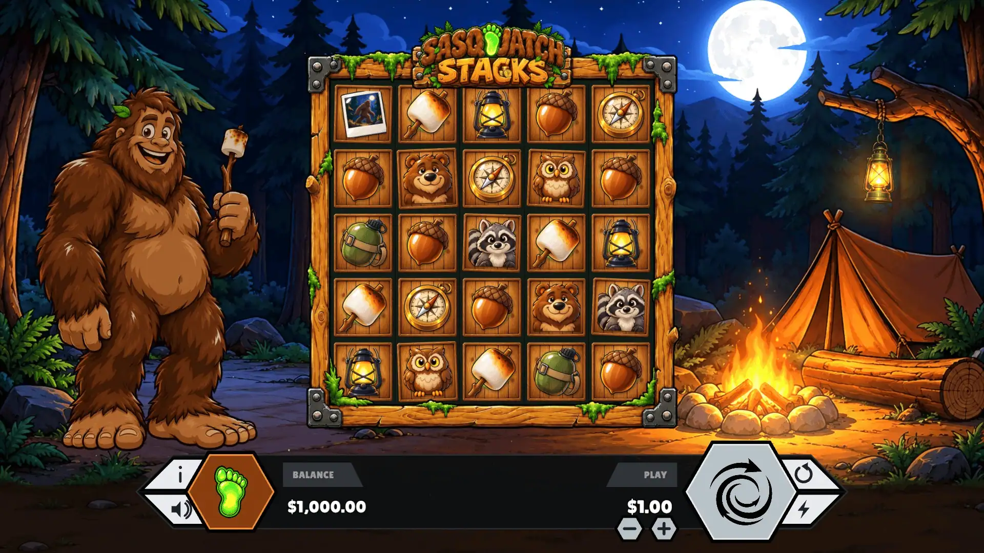 Sasquatch Stacks slot gameplay reels