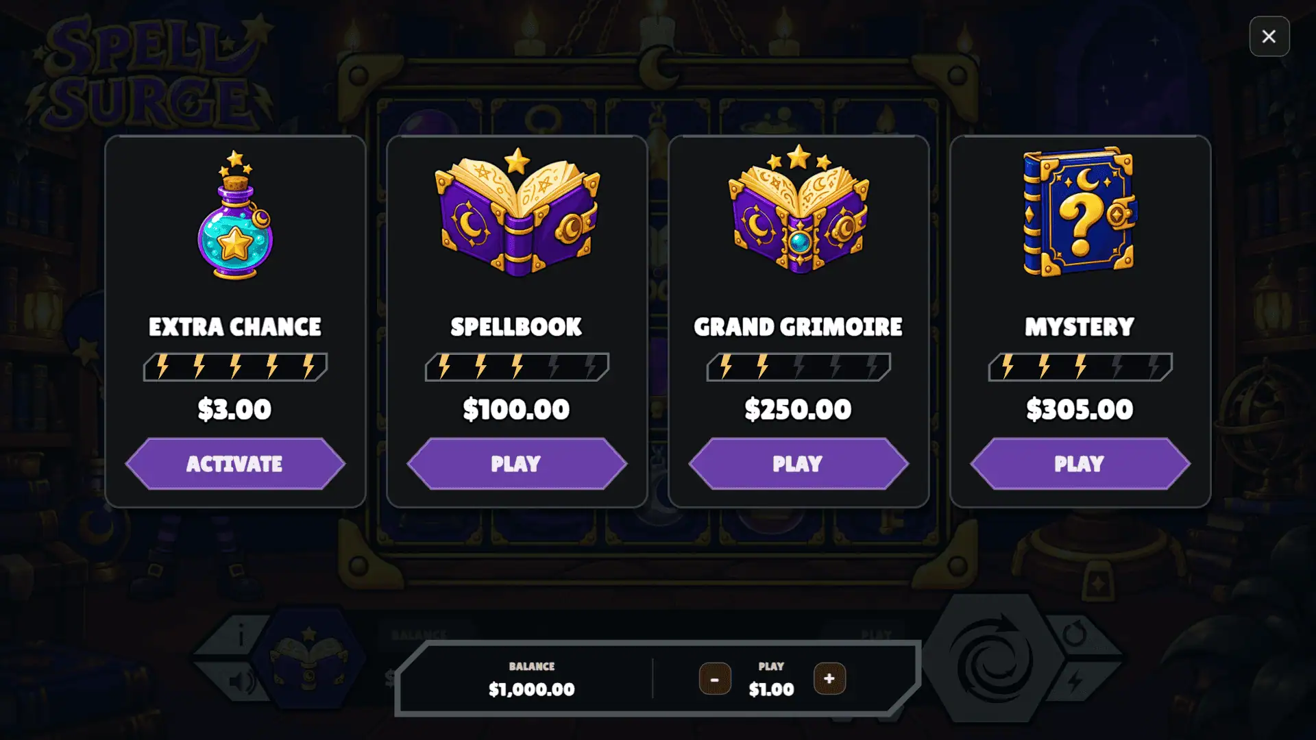 Spell Surge bonus buy menu