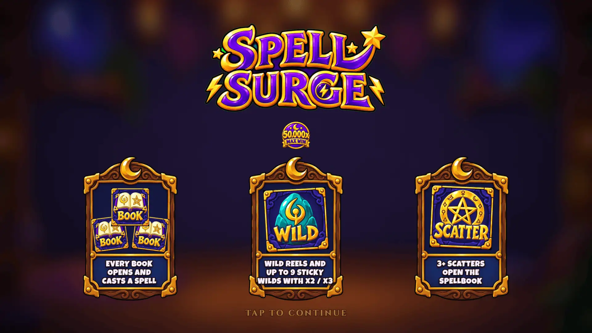 Spell Surge slot intro screen