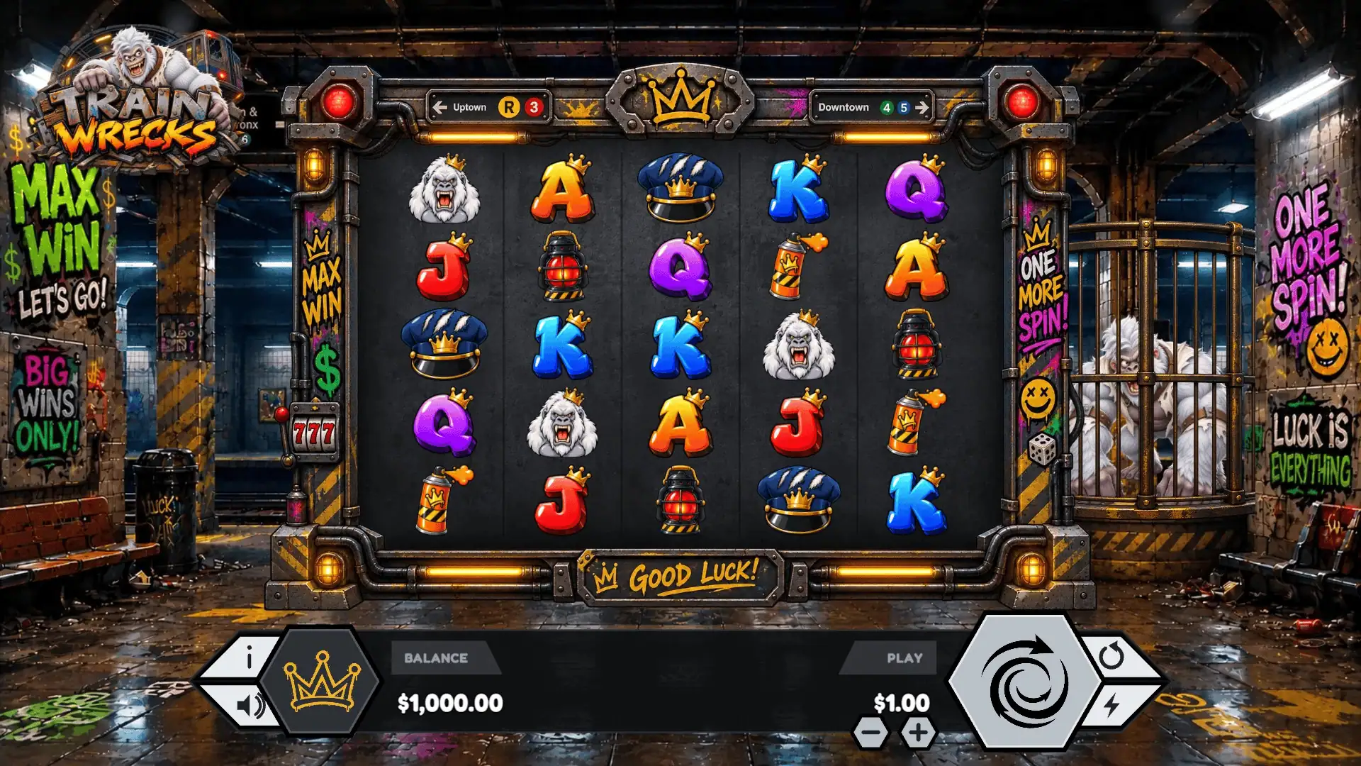 Train Wrecks slot gameplay reels