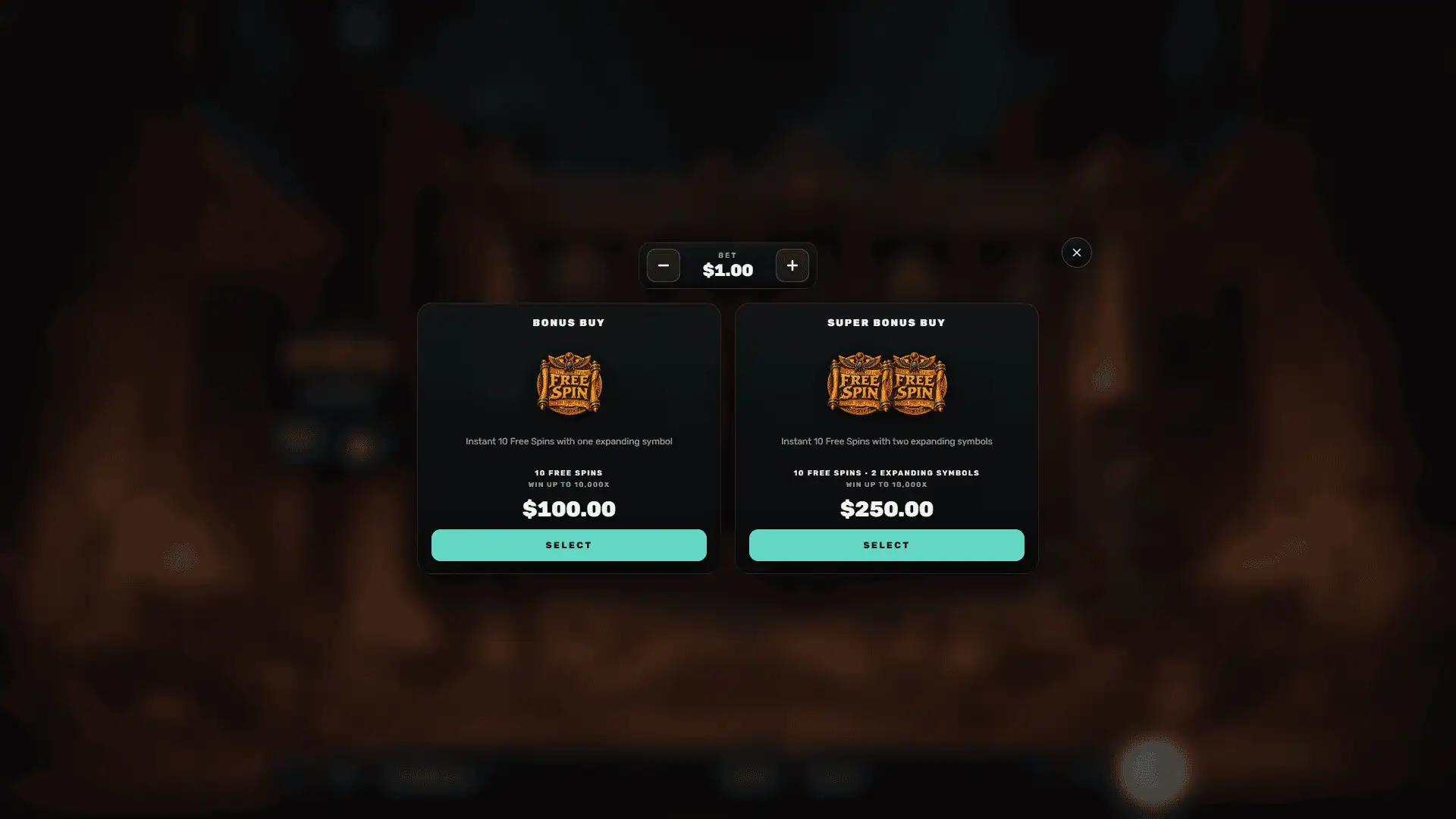 Tomb Of Azal bonus buy menu