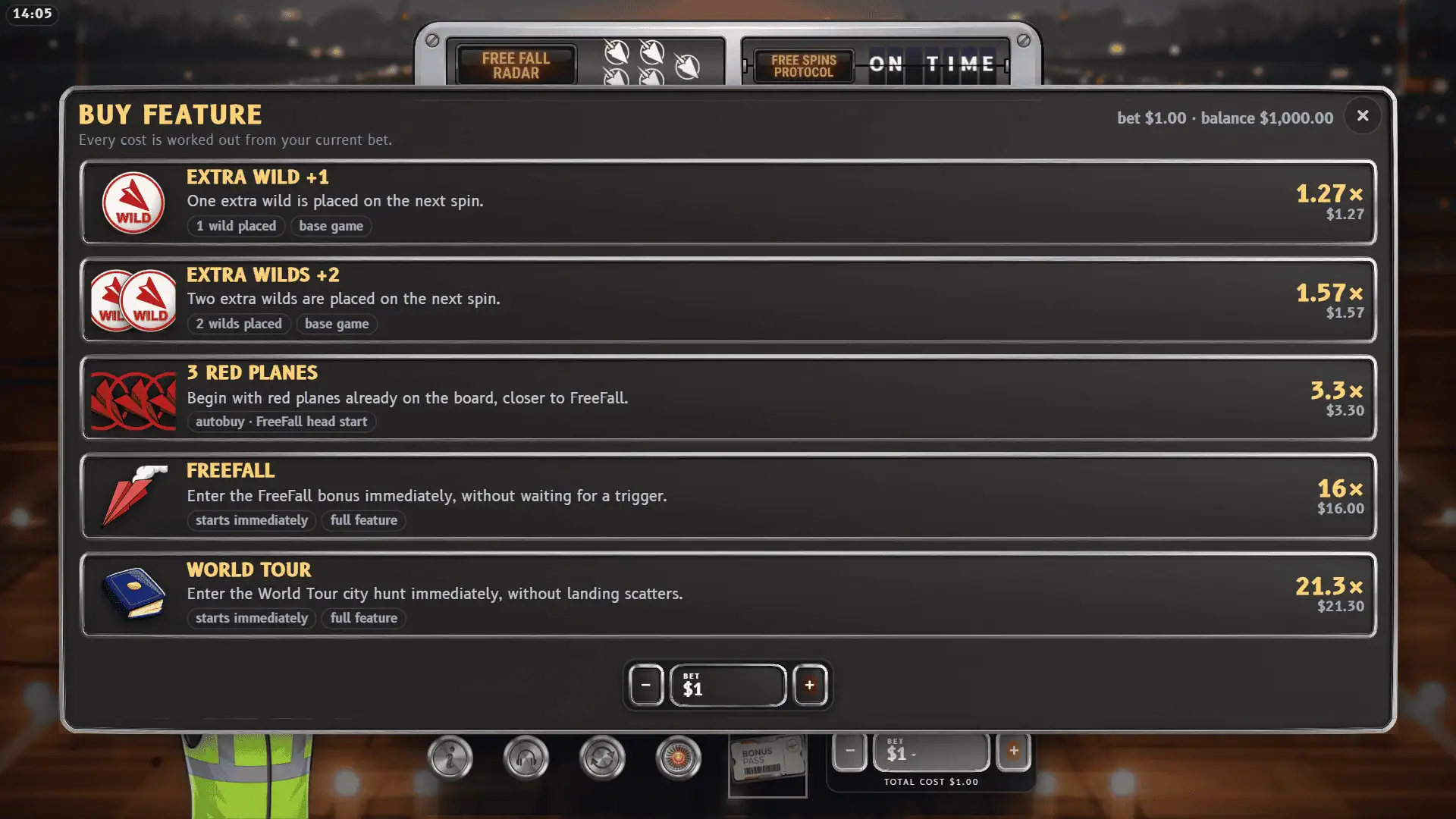 Over Booked bonus buy menu