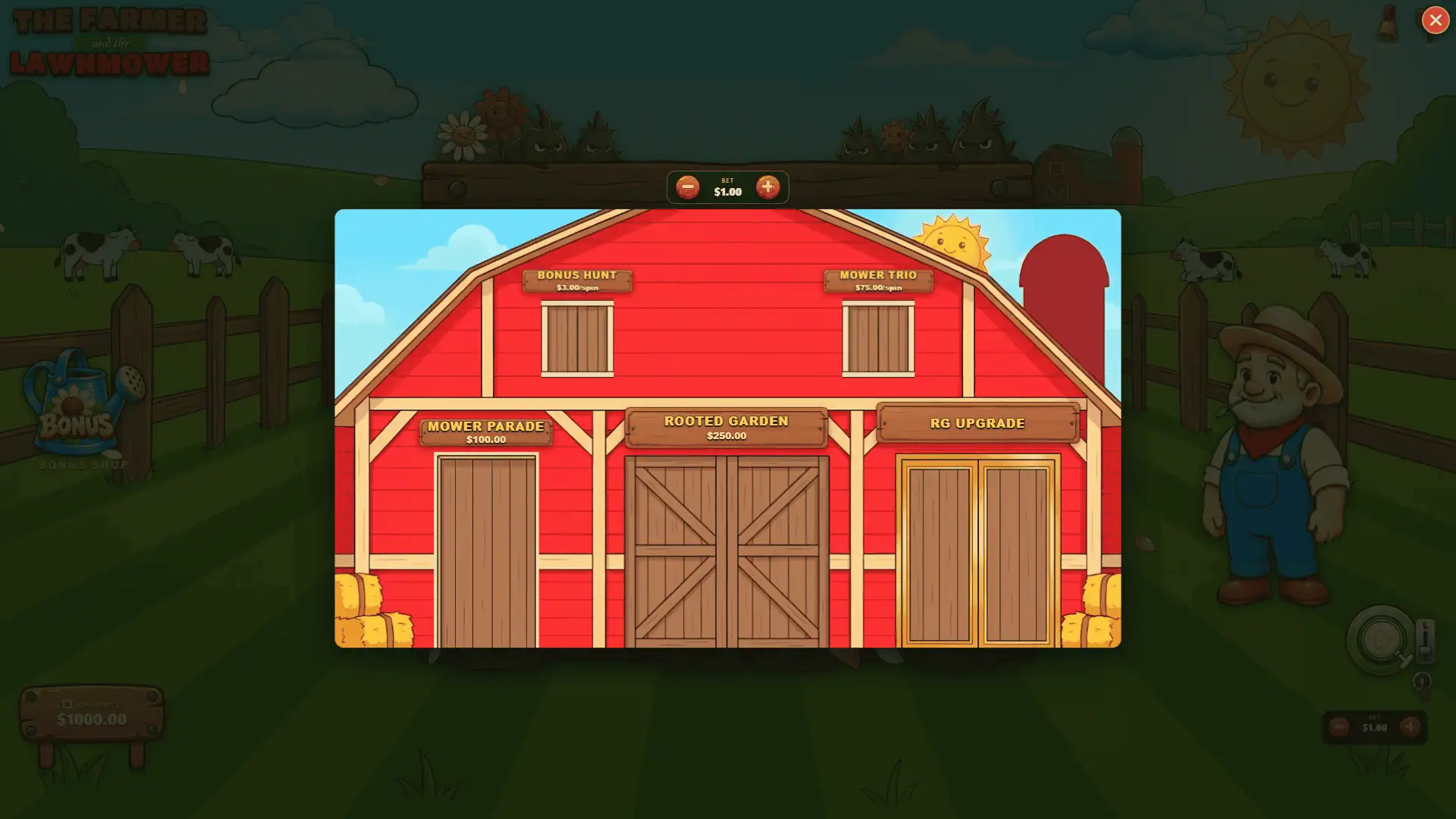 The Farmer and the Lawnmower bonus buy menu