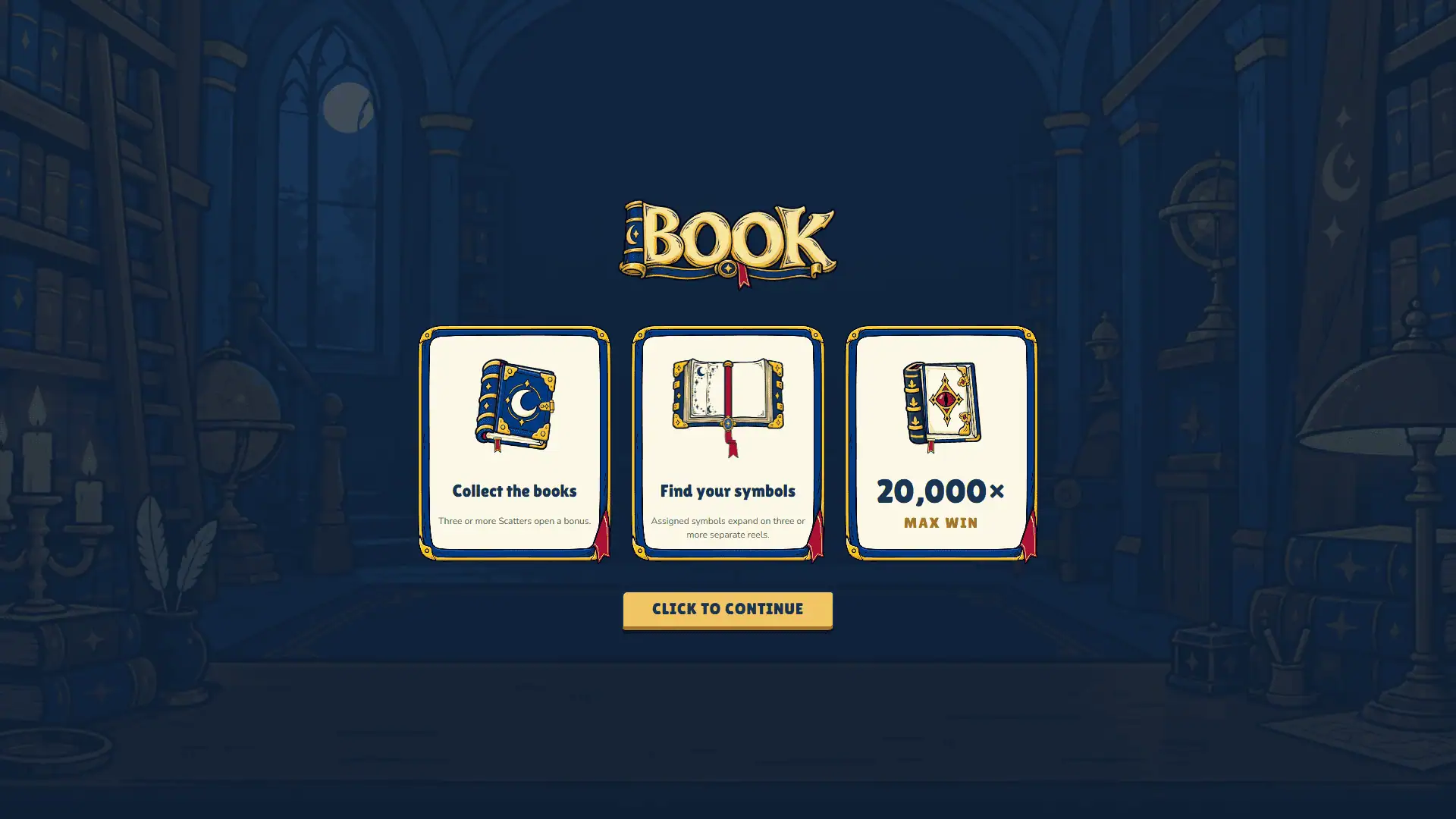 Book slot intro screen