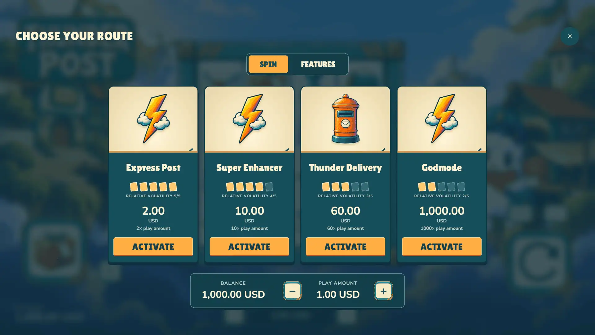 Thunder Post bonus buy menu