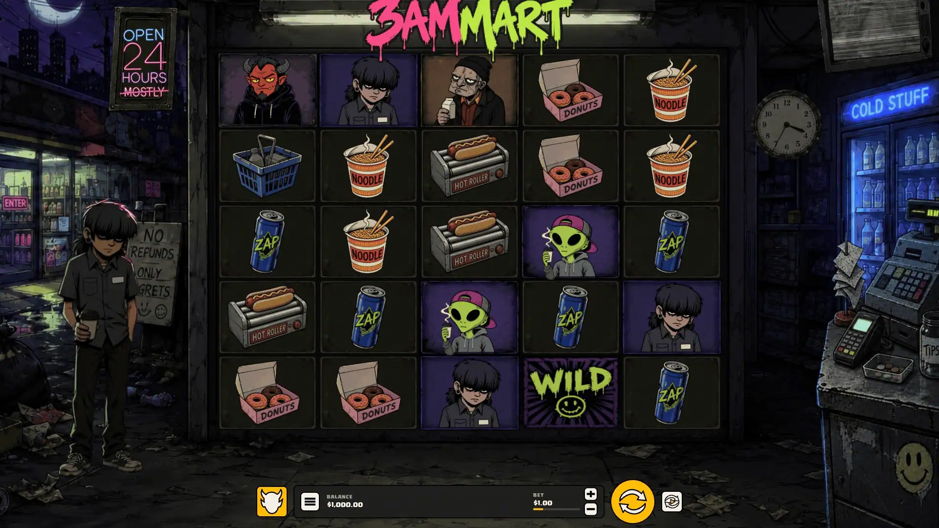 3am Mart slot gameplay reels