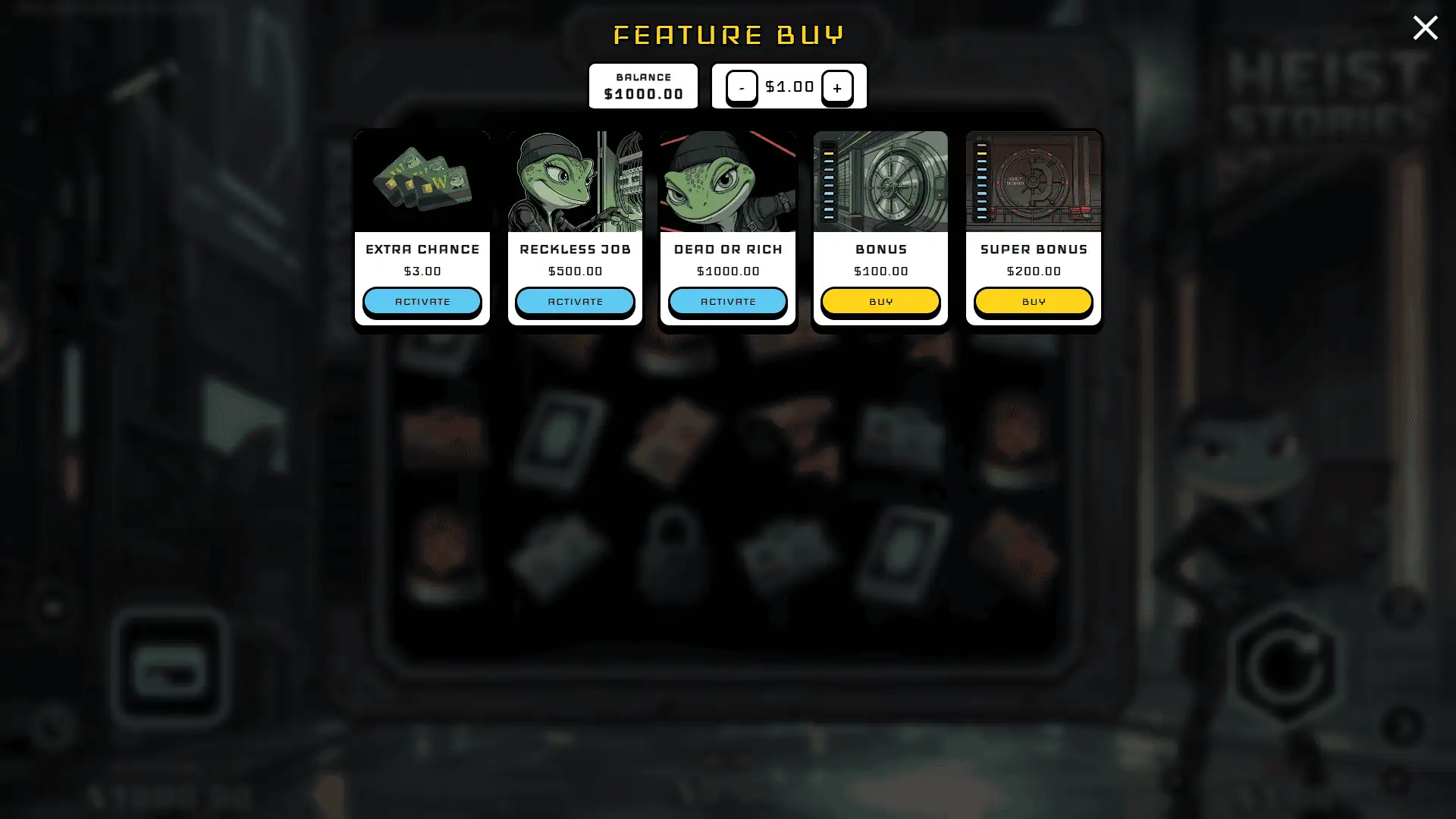 Carla Swamp in: Heist Stories bonus buy menu