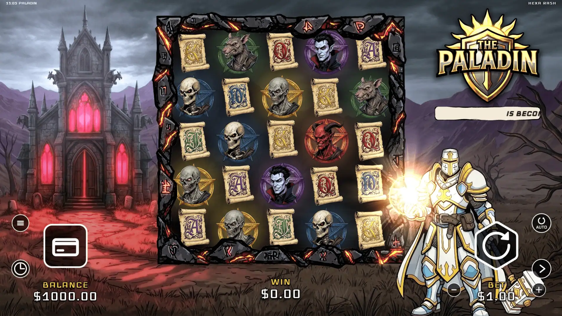 The Paladin slot gameplay reels