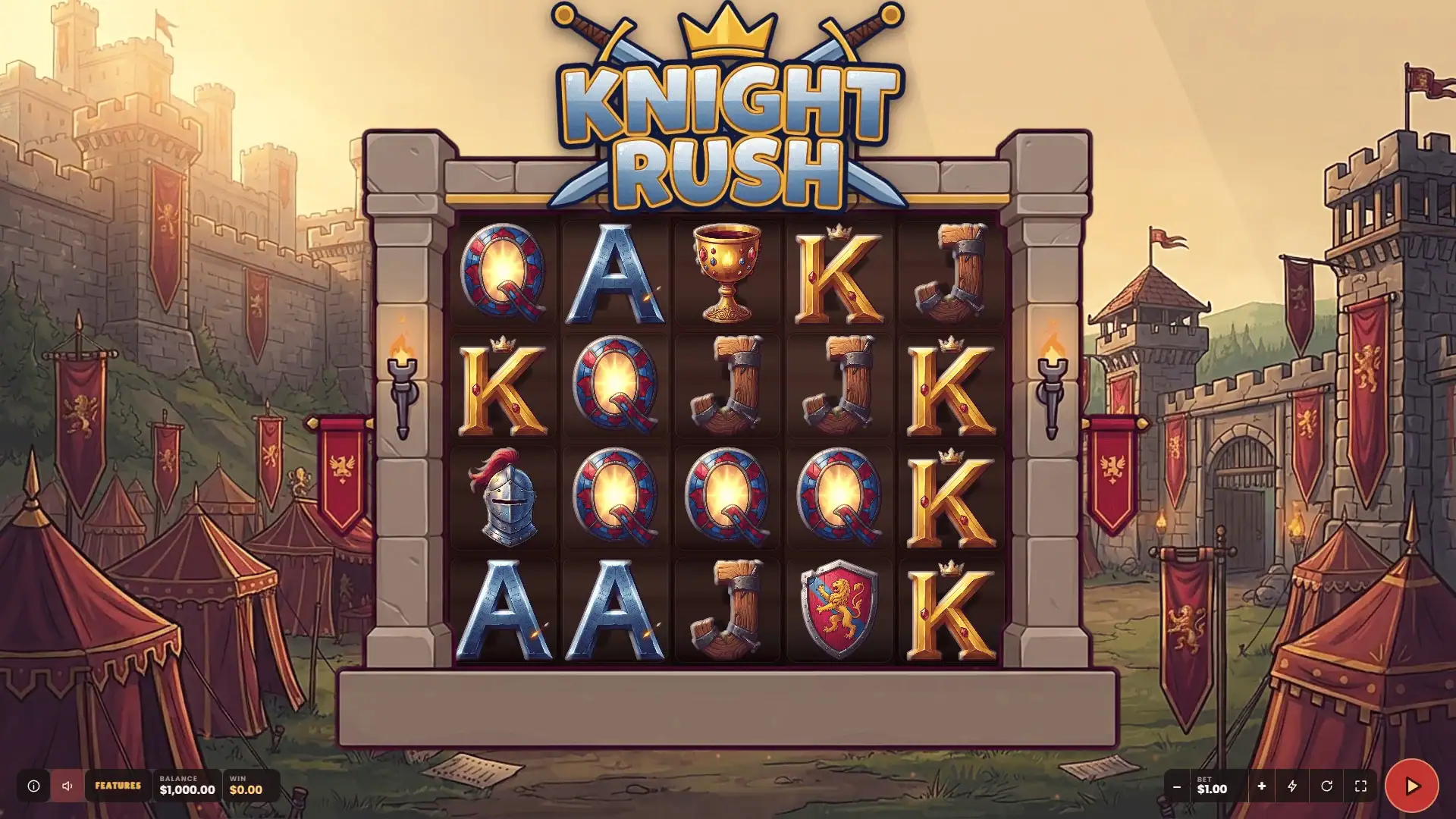 Knight Rush slot gameplay reels
