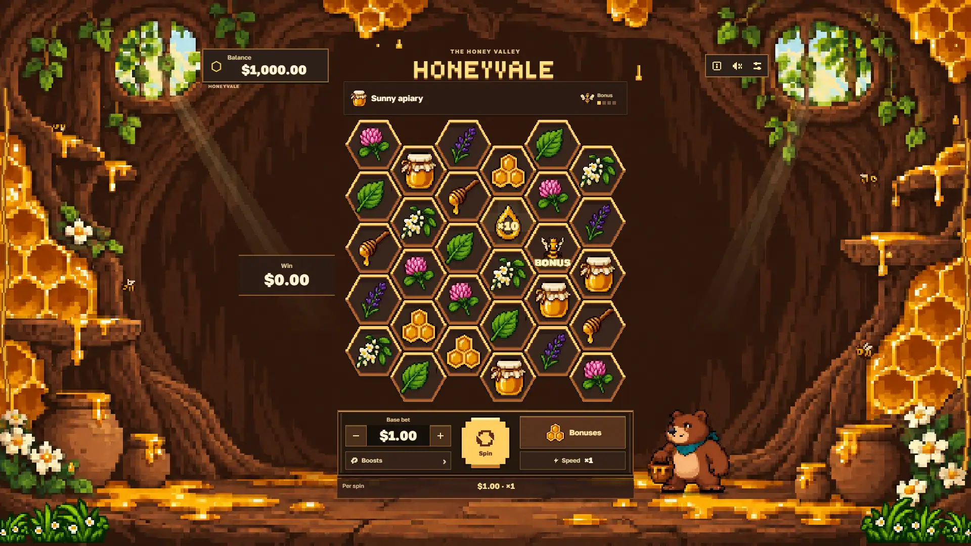 Honeyvale slot gameplay reels