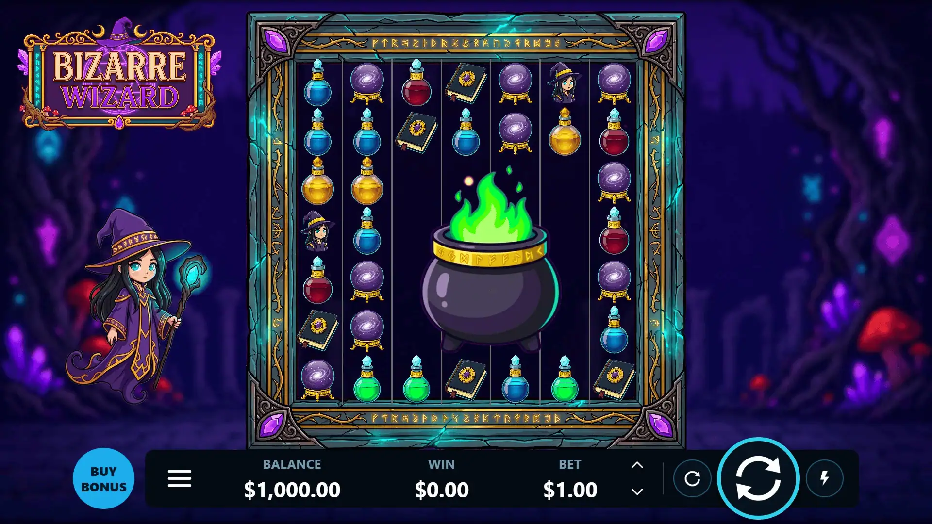 Bizarre Wizard slot gameplay reels