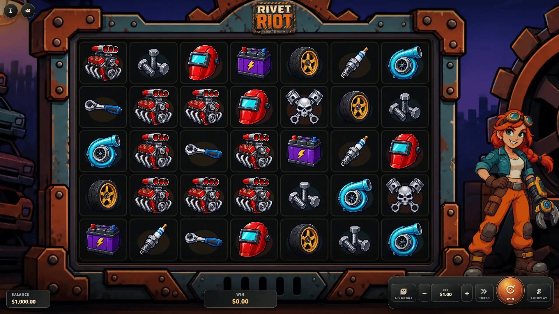 Rivet Riot slot gameplay reels