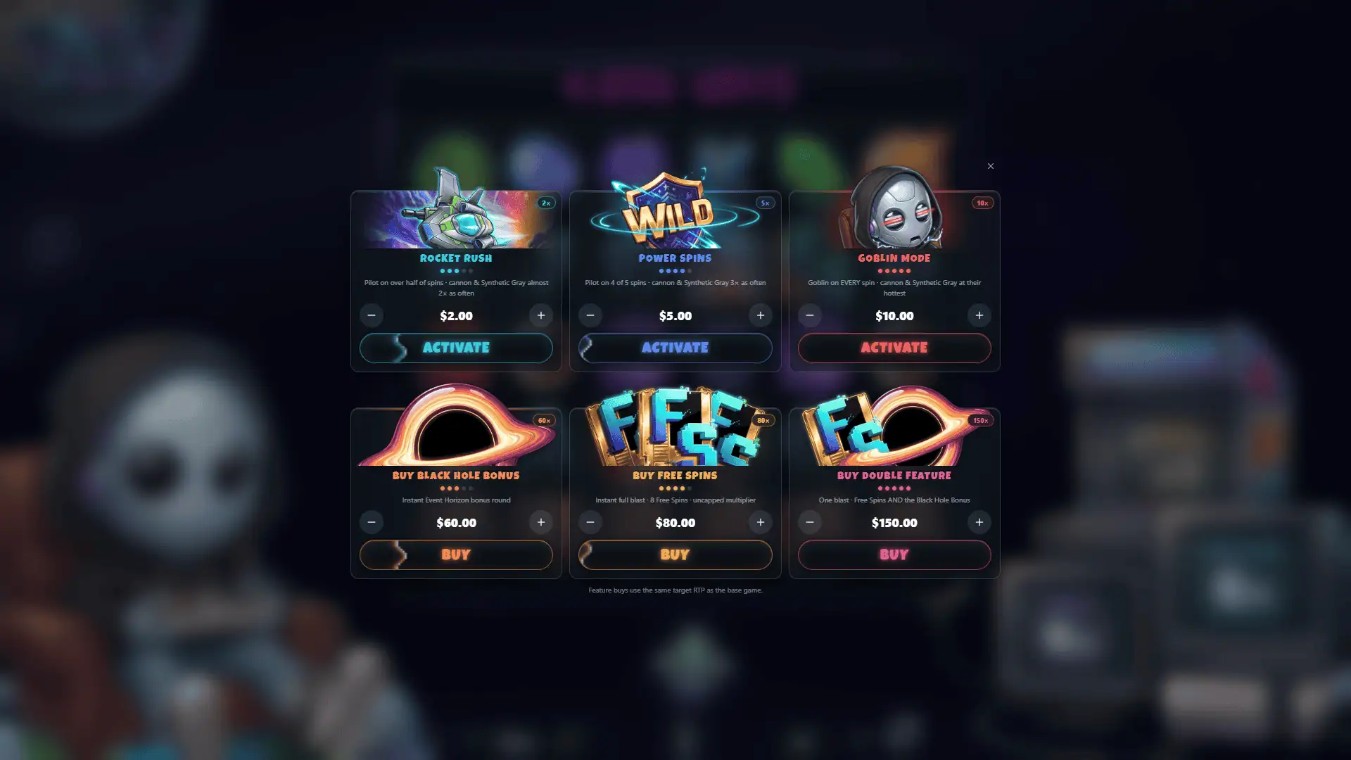 Tilt bonus buy menu