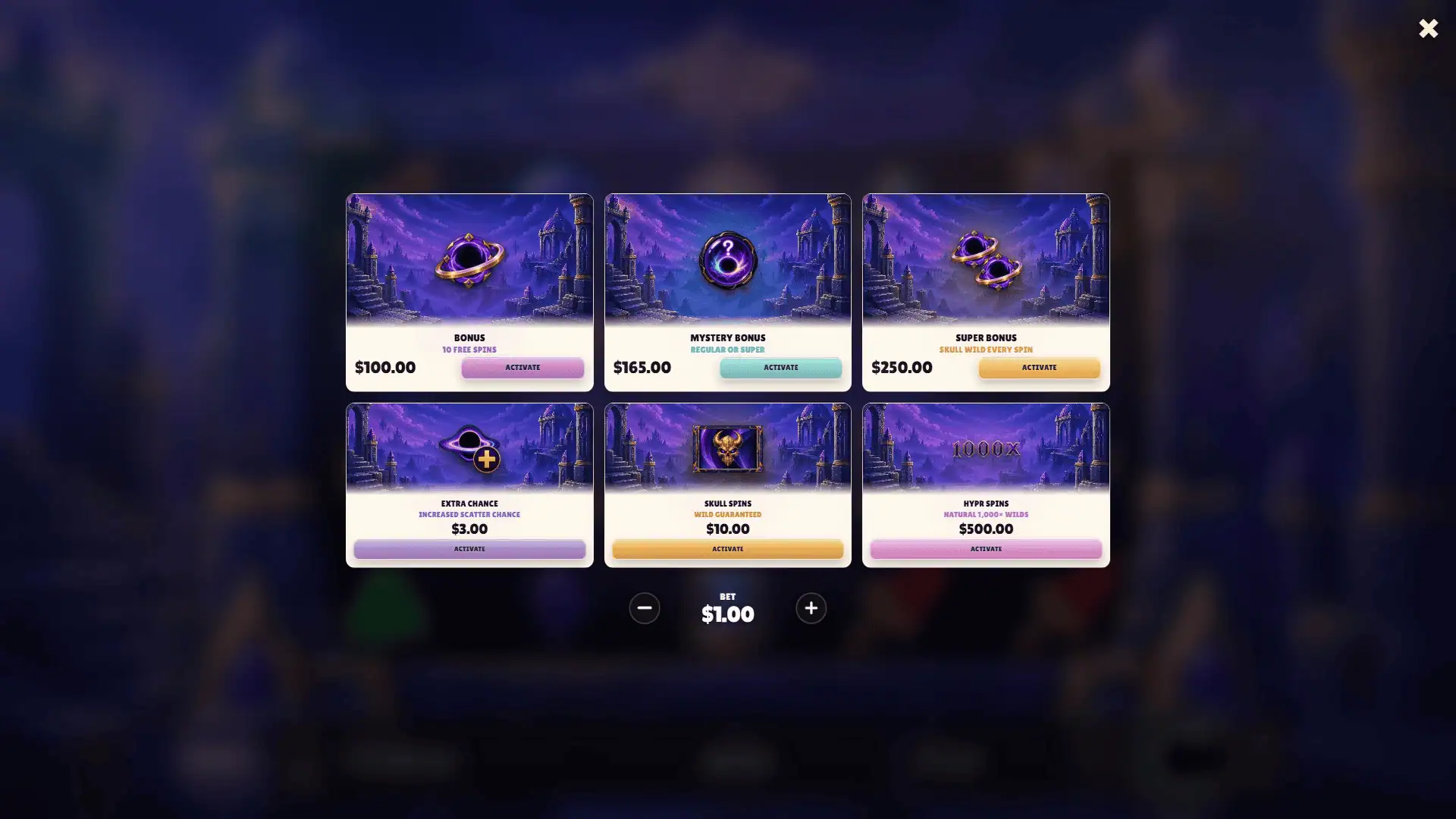 Endless Void bonus buy menu