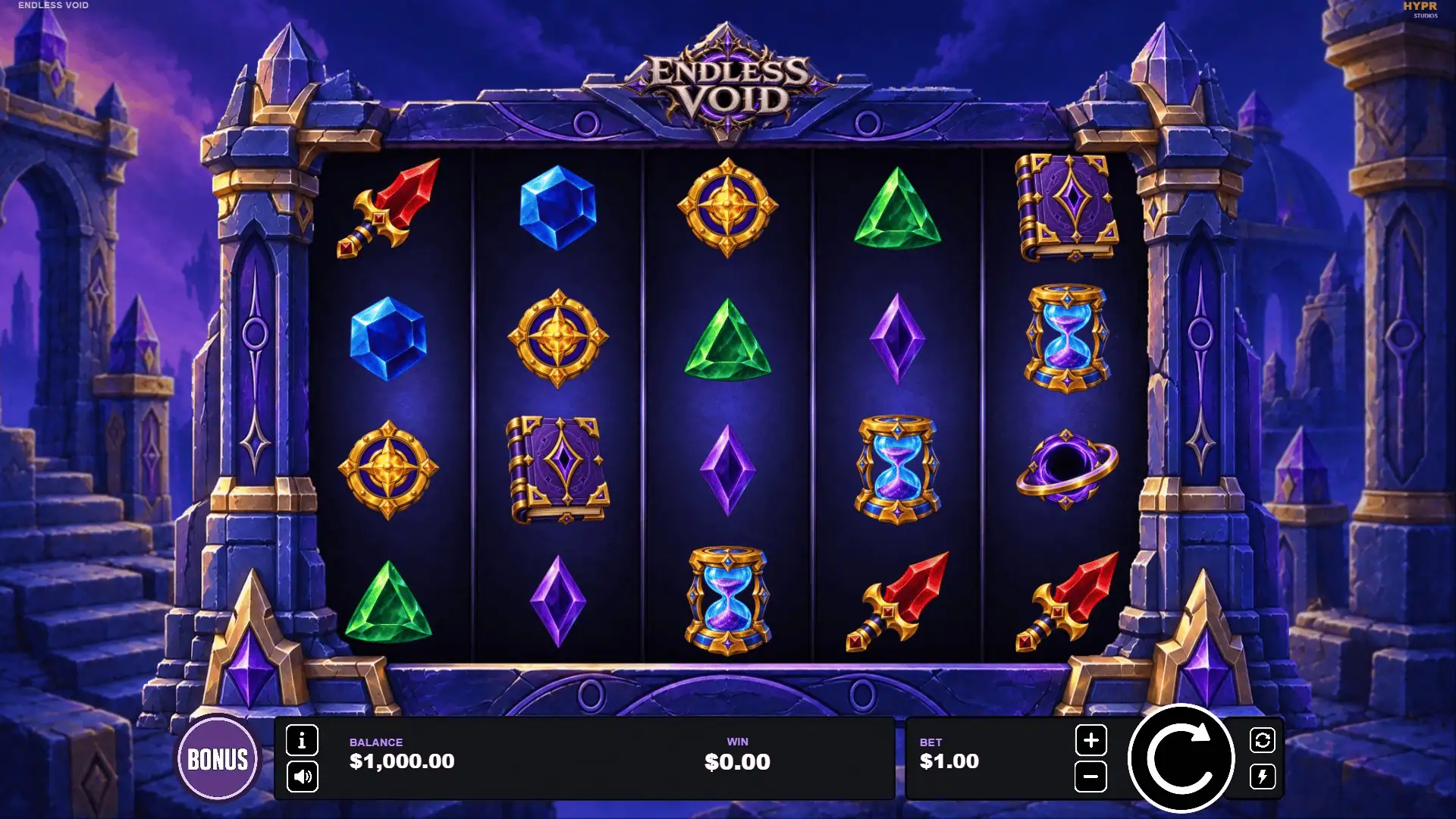 Endless Void slot gameplay reels