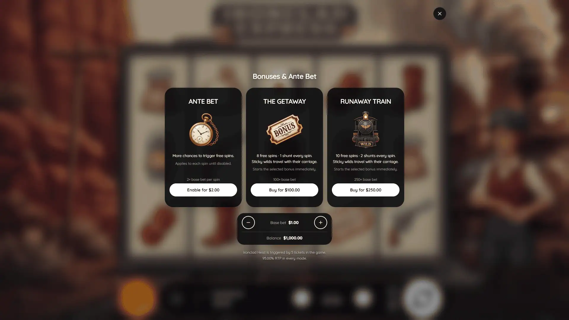 Ironclad Express bonus buy menu