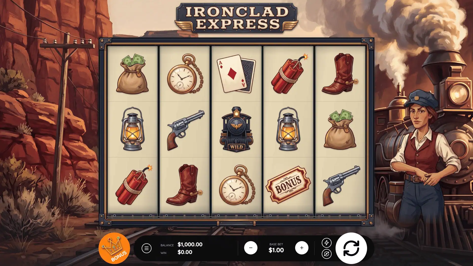 Ironclad Express slot gameplay reels