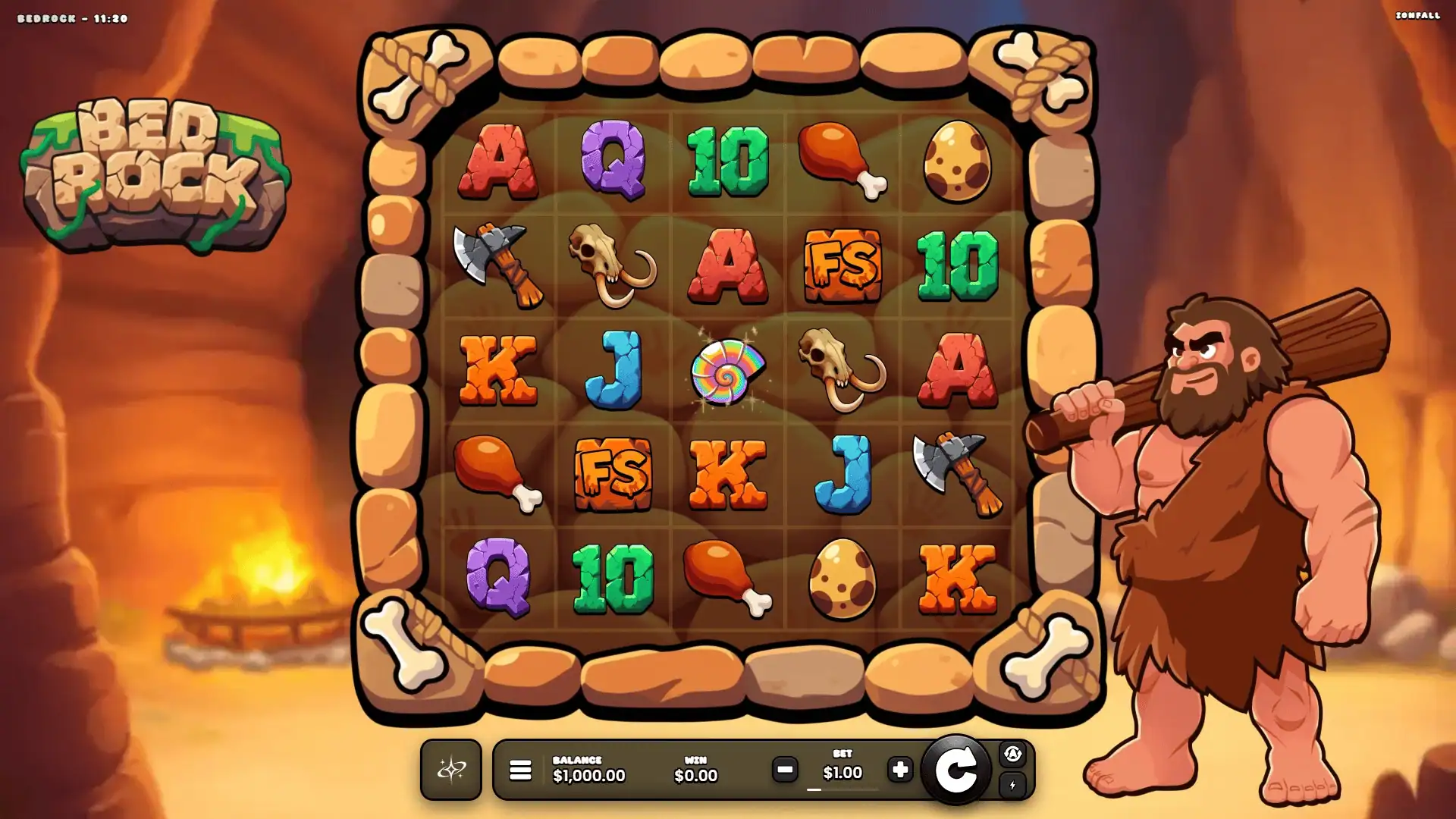 Bedrock slot gameplay reels