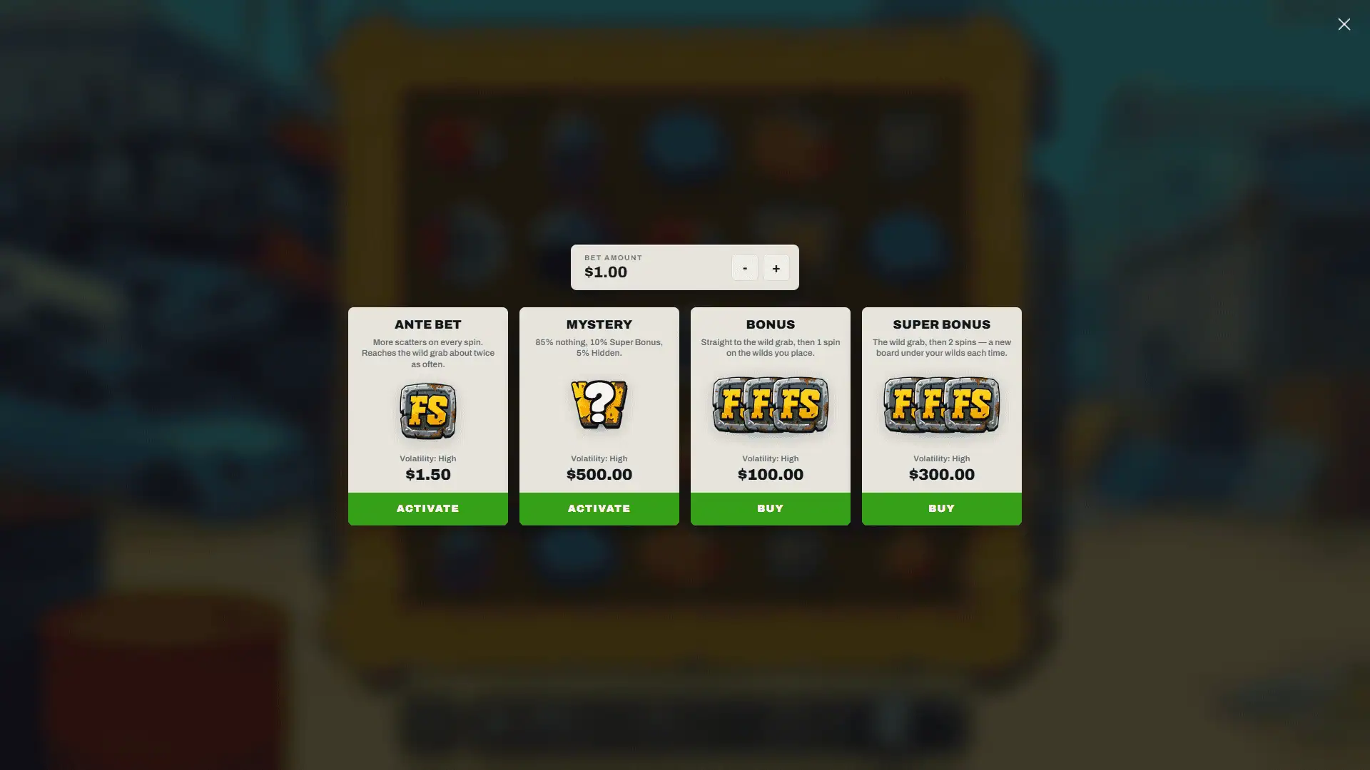 Junkyard bonus buy menu