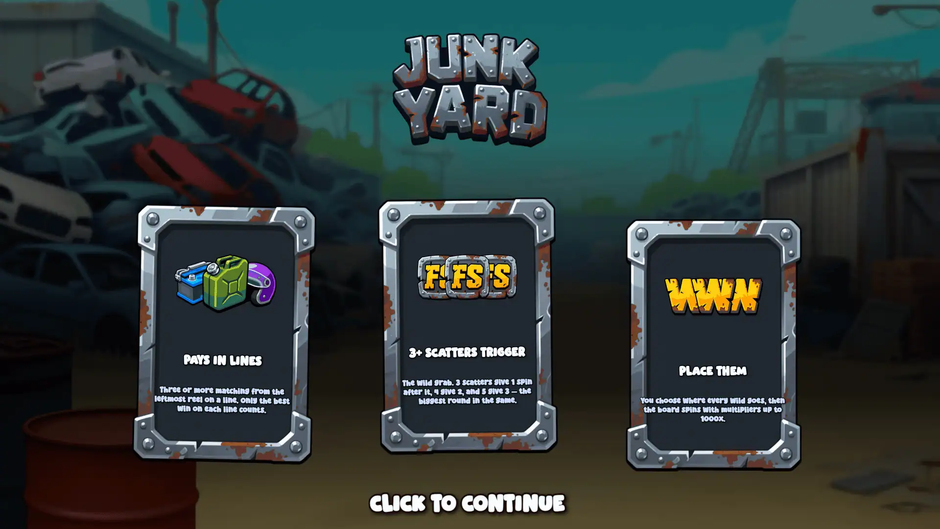 Junkyard slot intro screen