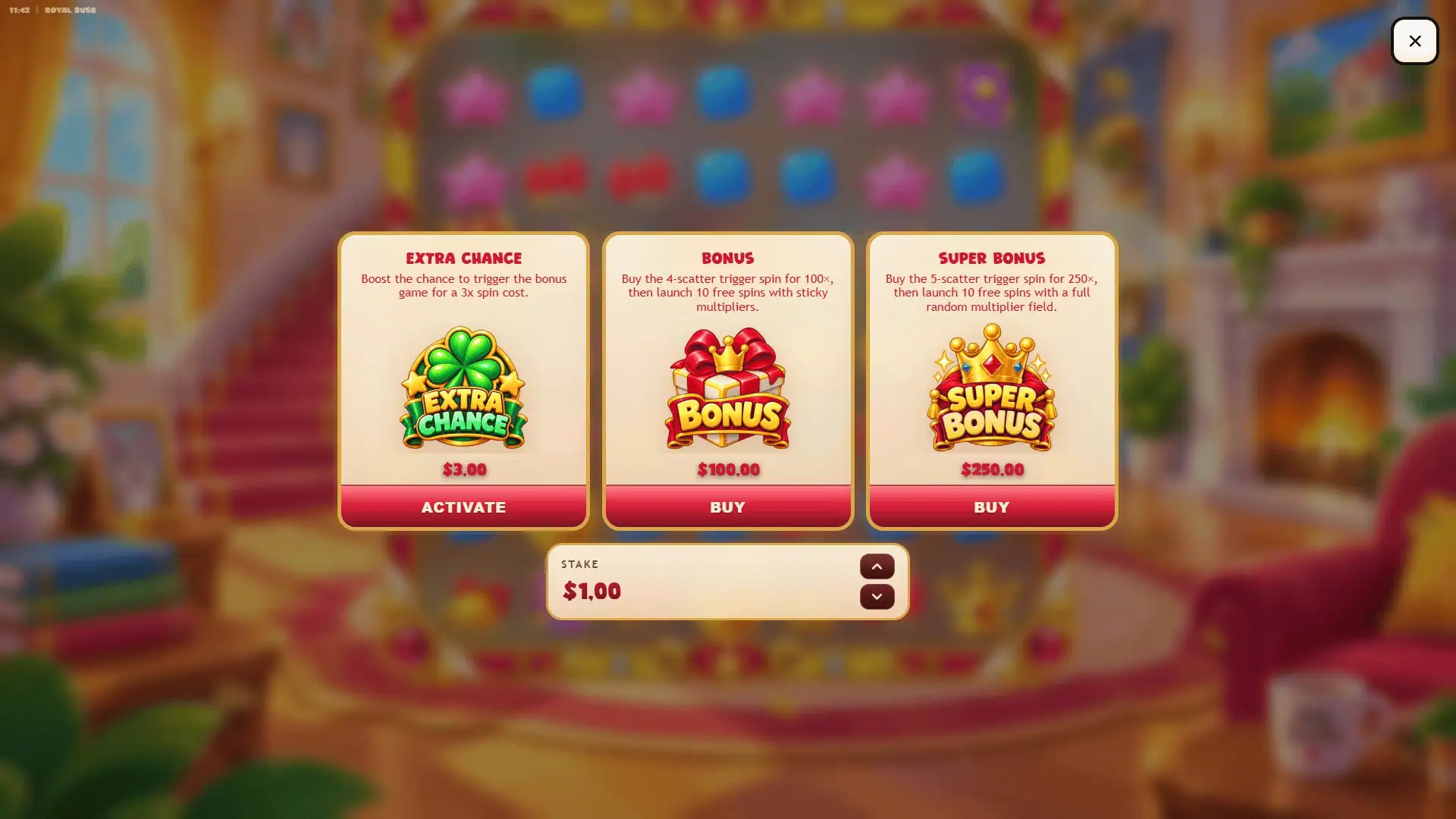 Royal Bush bonus buy menu