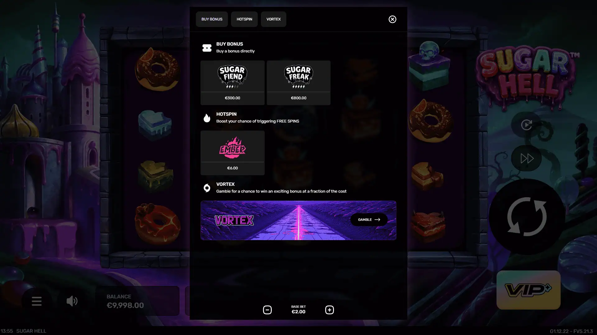 Sugar Hell bonus buy menu