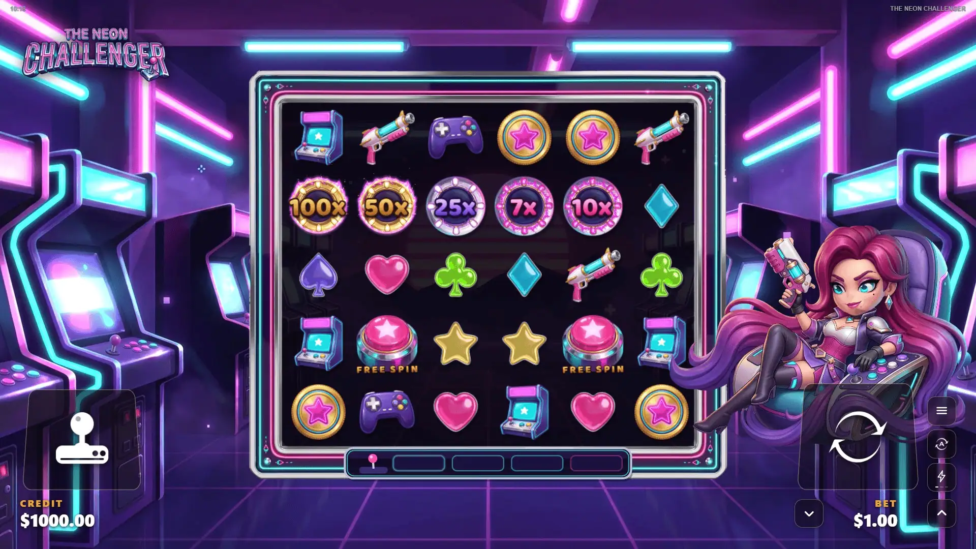 The Neon Challenger slot gameplay reels