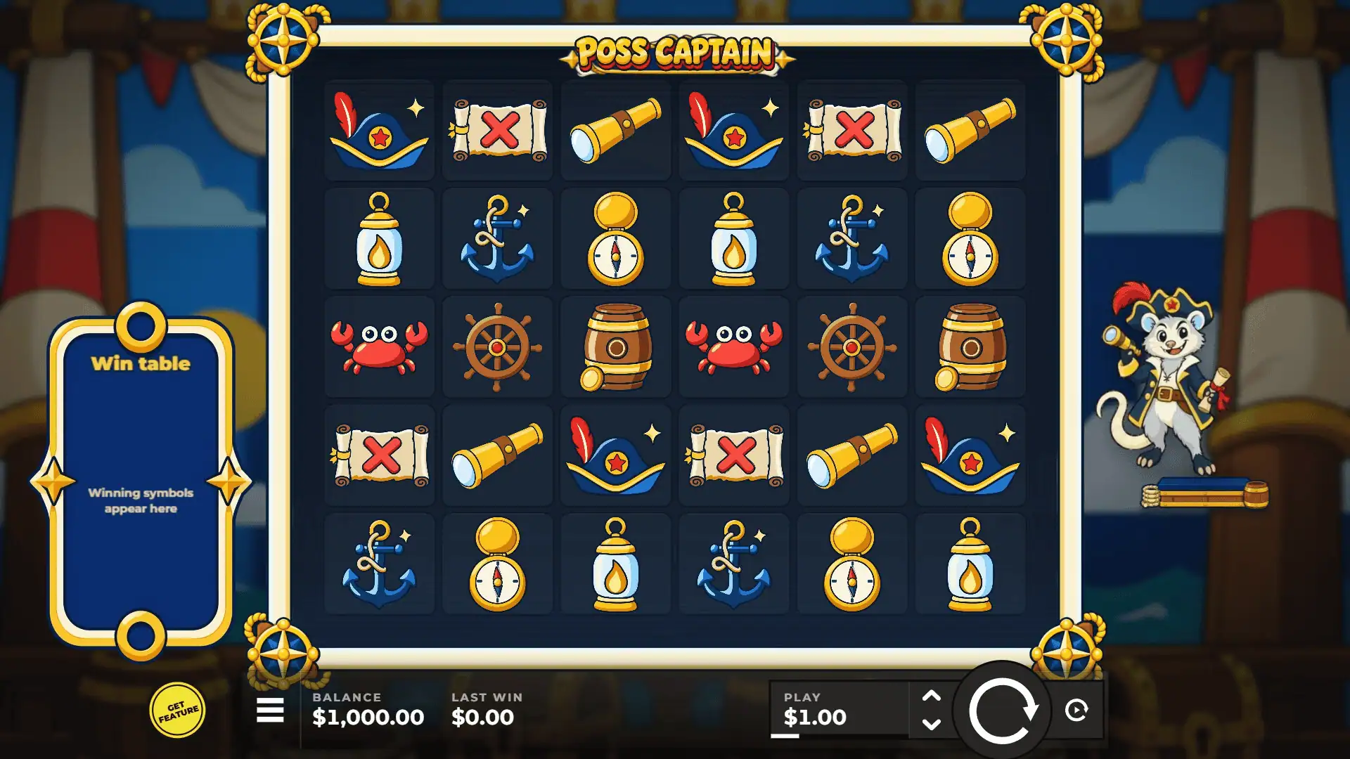 Poss Captain slot gameplay reels