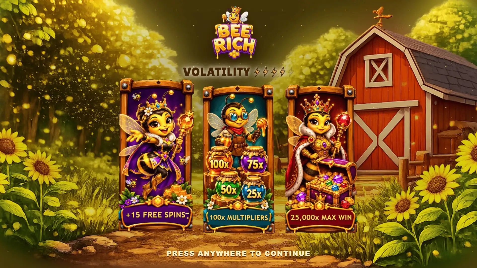 Bee Rich slot intro screen