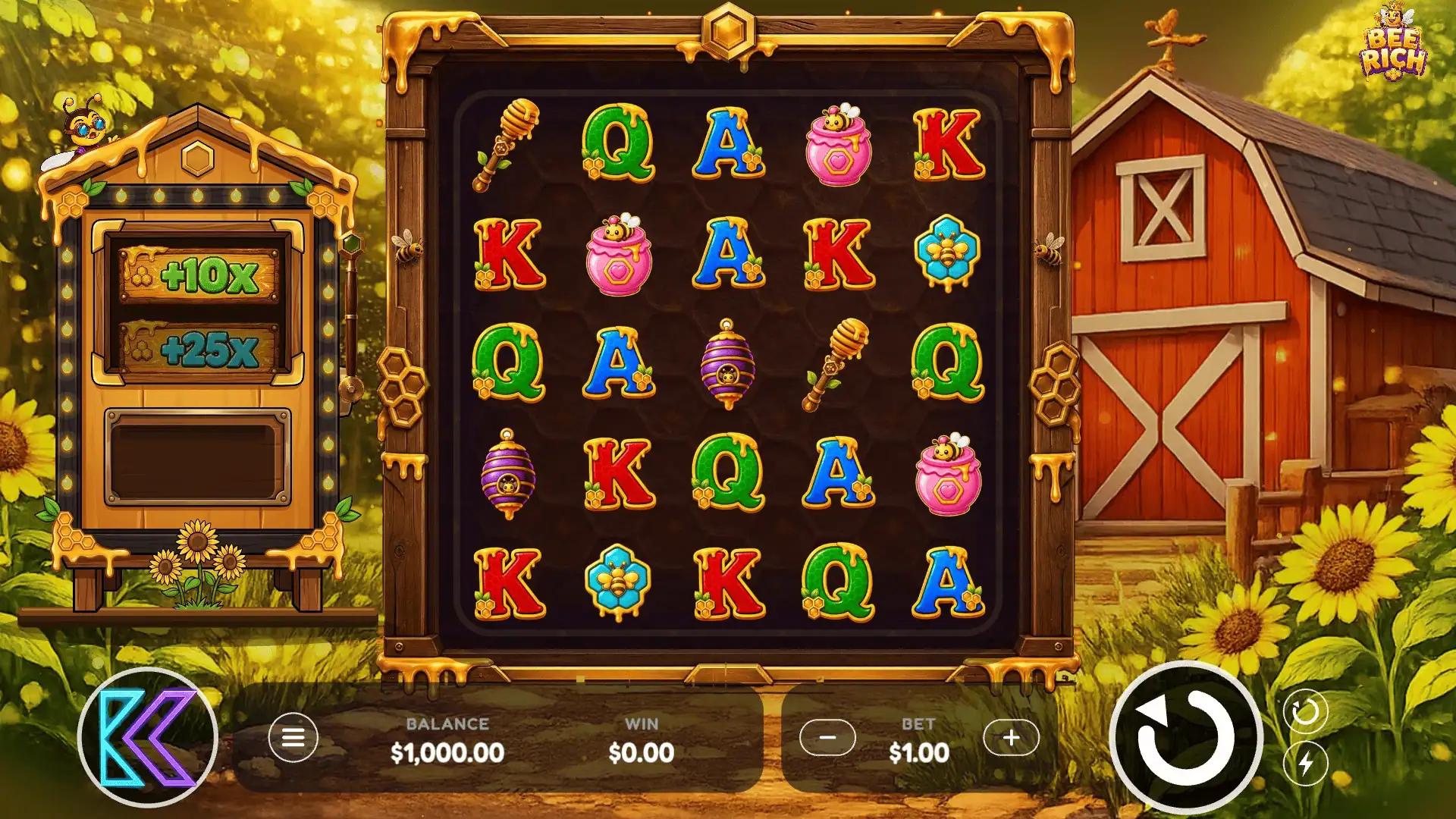 Bee Rich slot gameplay reels