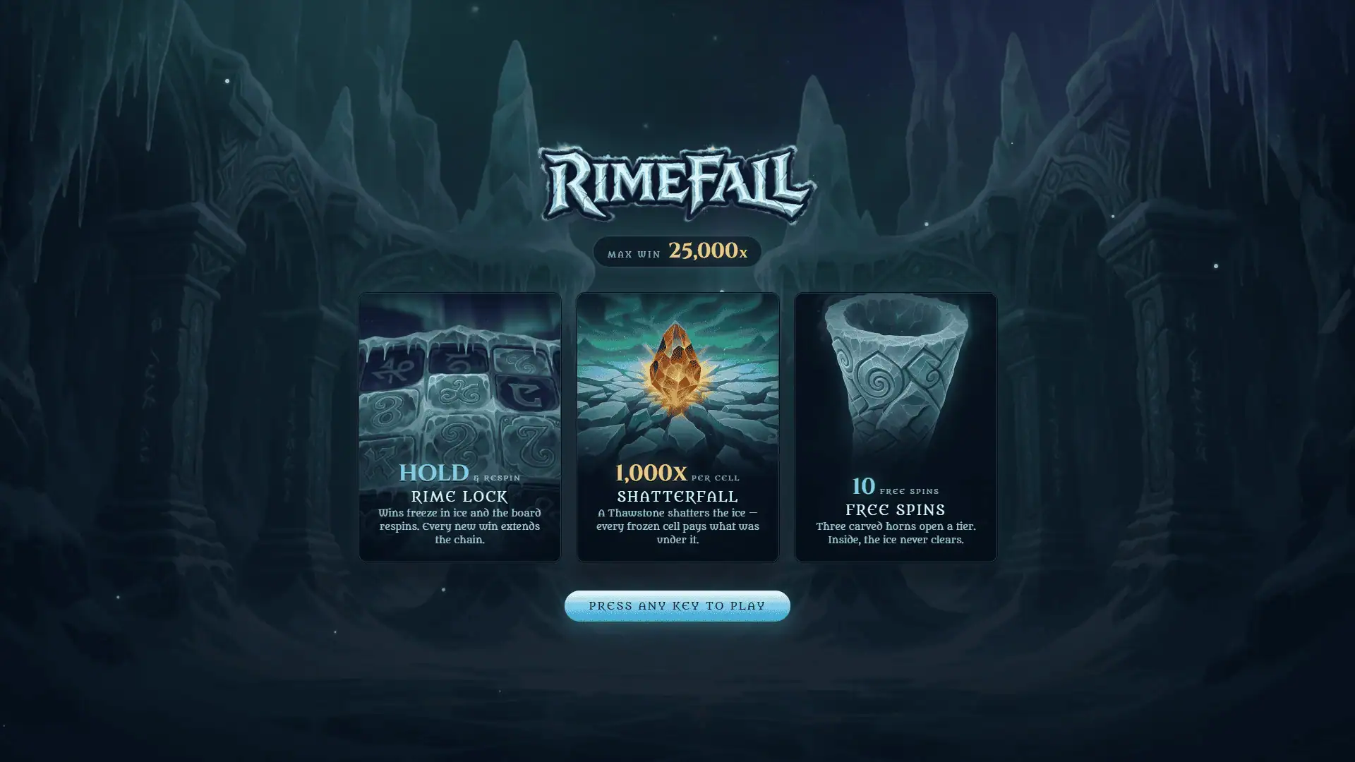 Rimefall slot intro screen