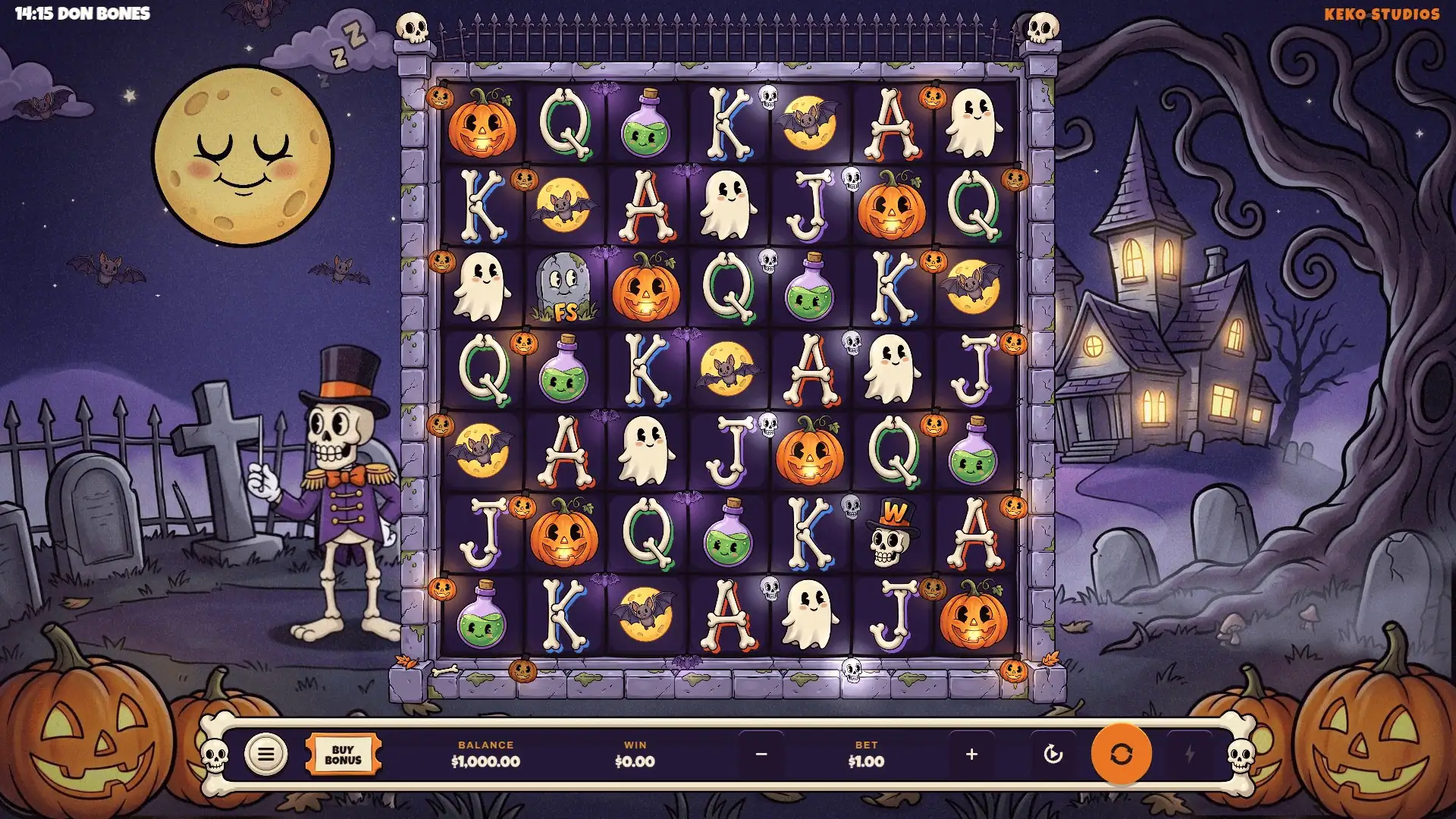 Don Bones slot gameplay reels