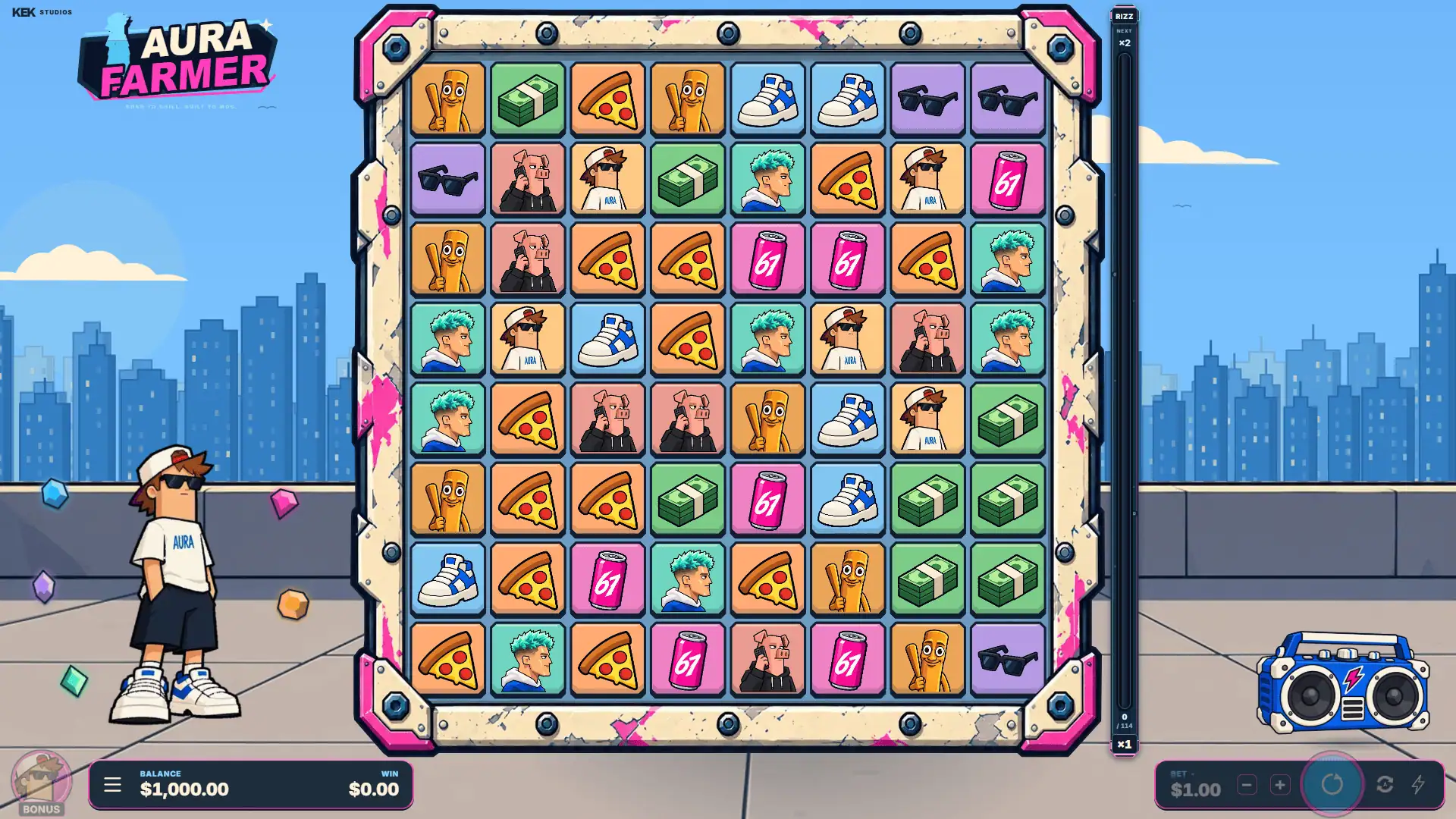 Aura Farmer slot gameplay reels