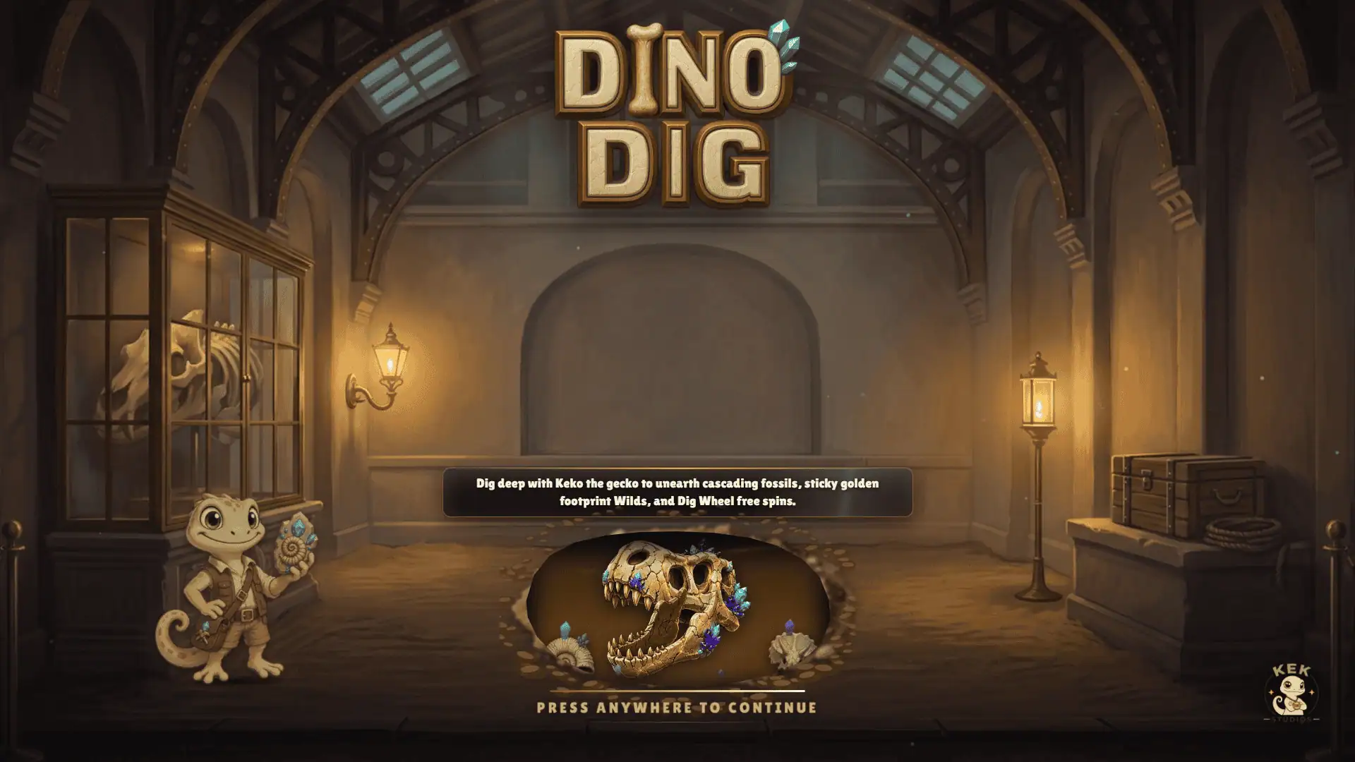 Dino Dig slot intro screen