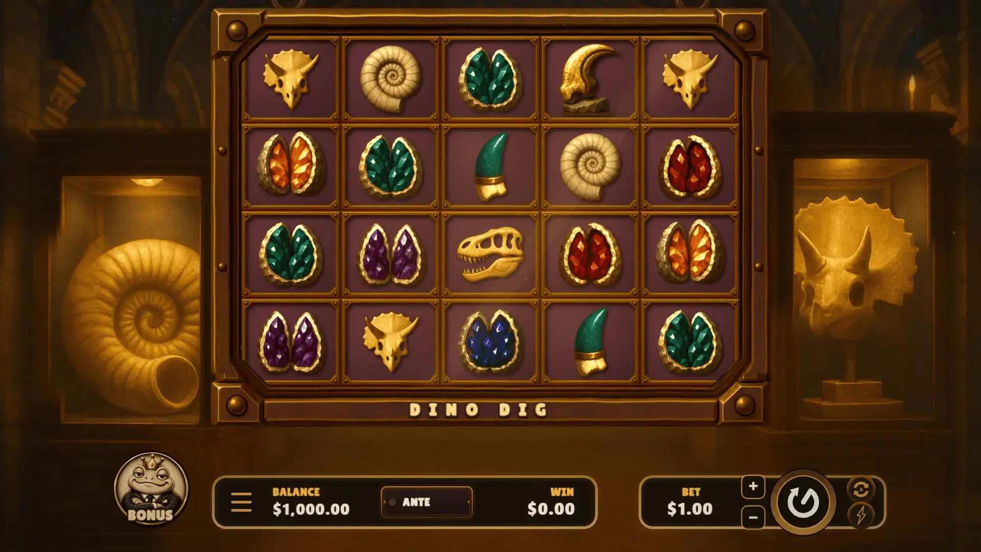 Dino Dig slot gameplay reels