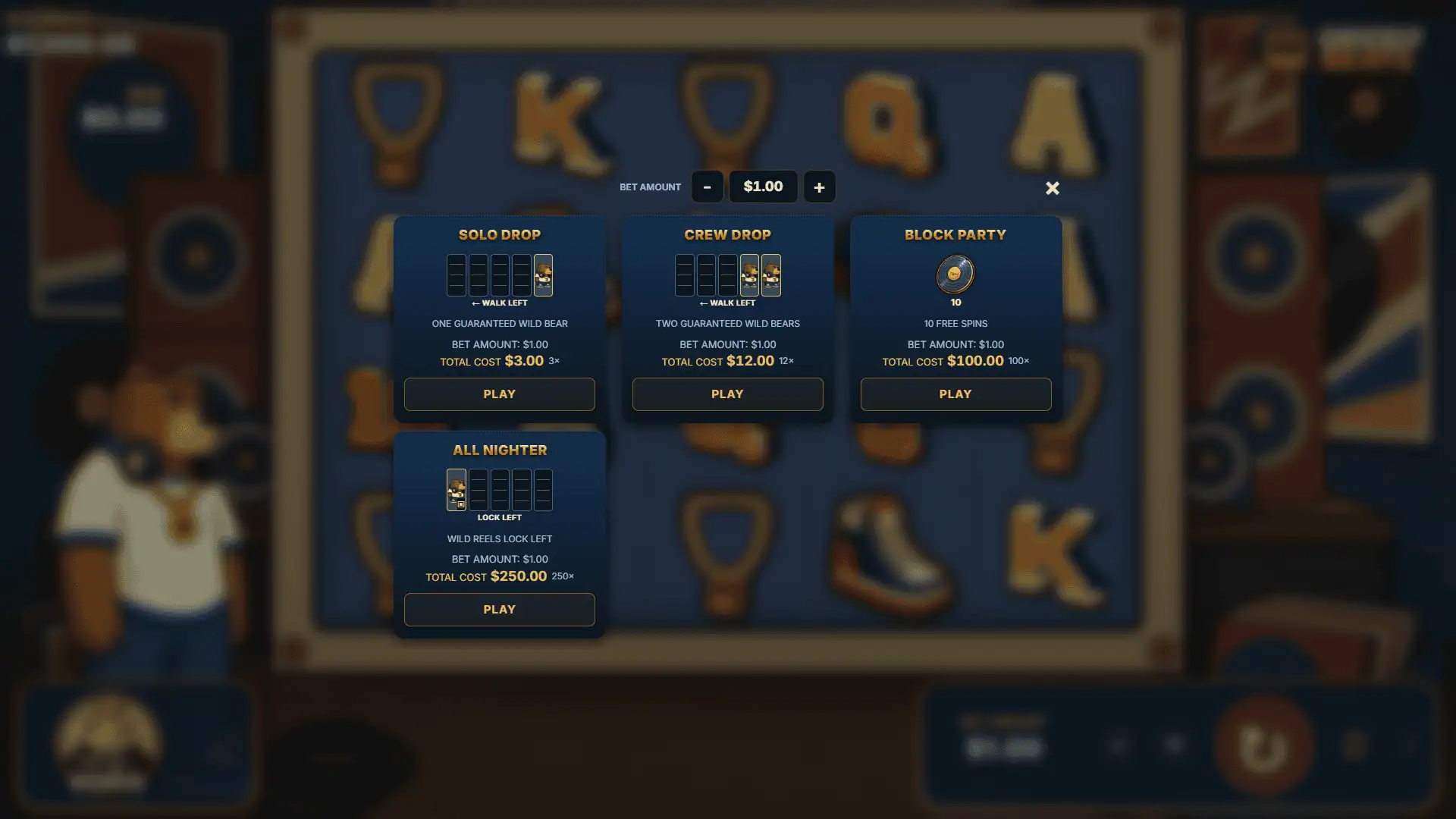 Grizzly Beats bonus buy menu