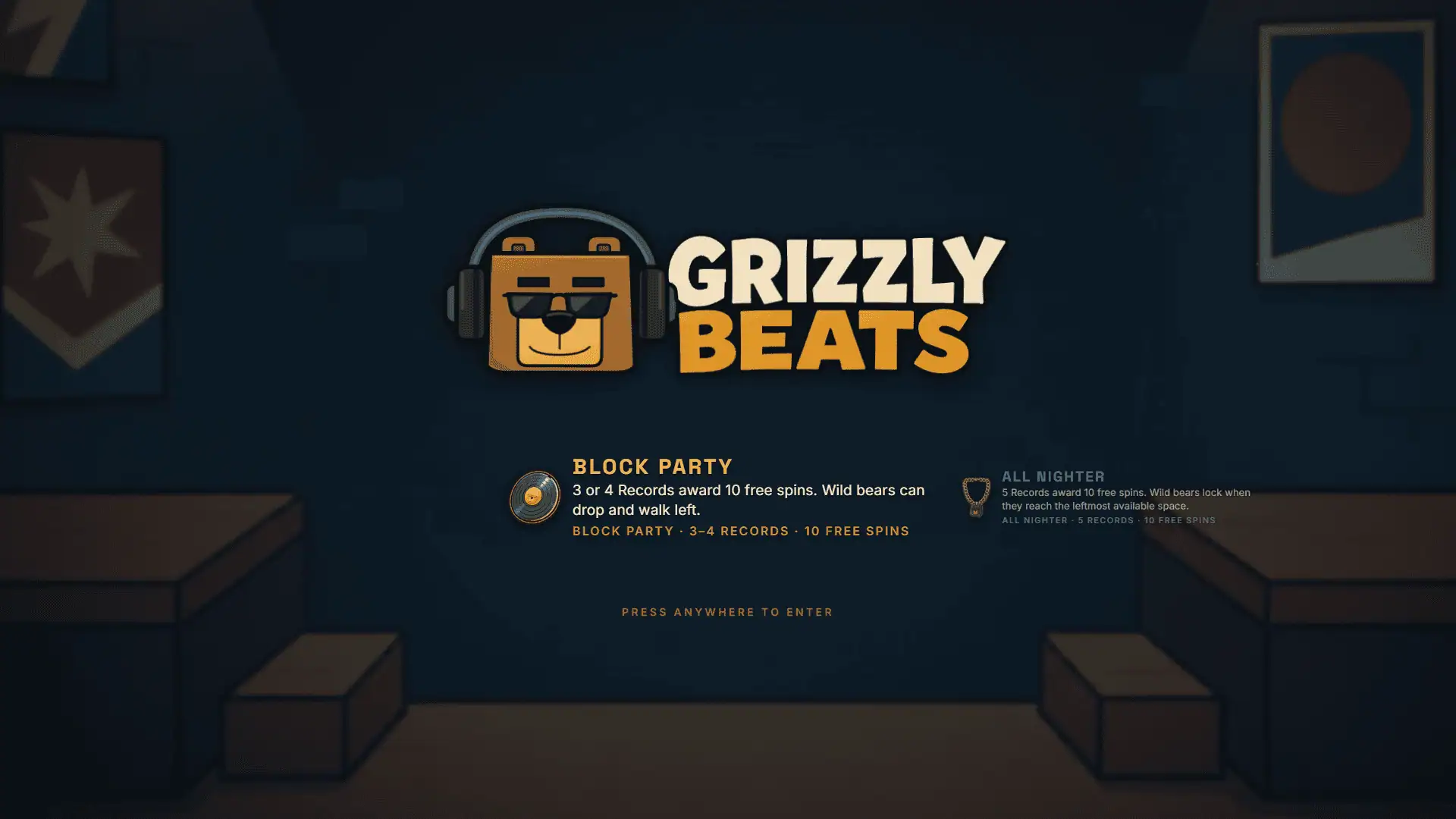 Grizzly Beats slot intro screen