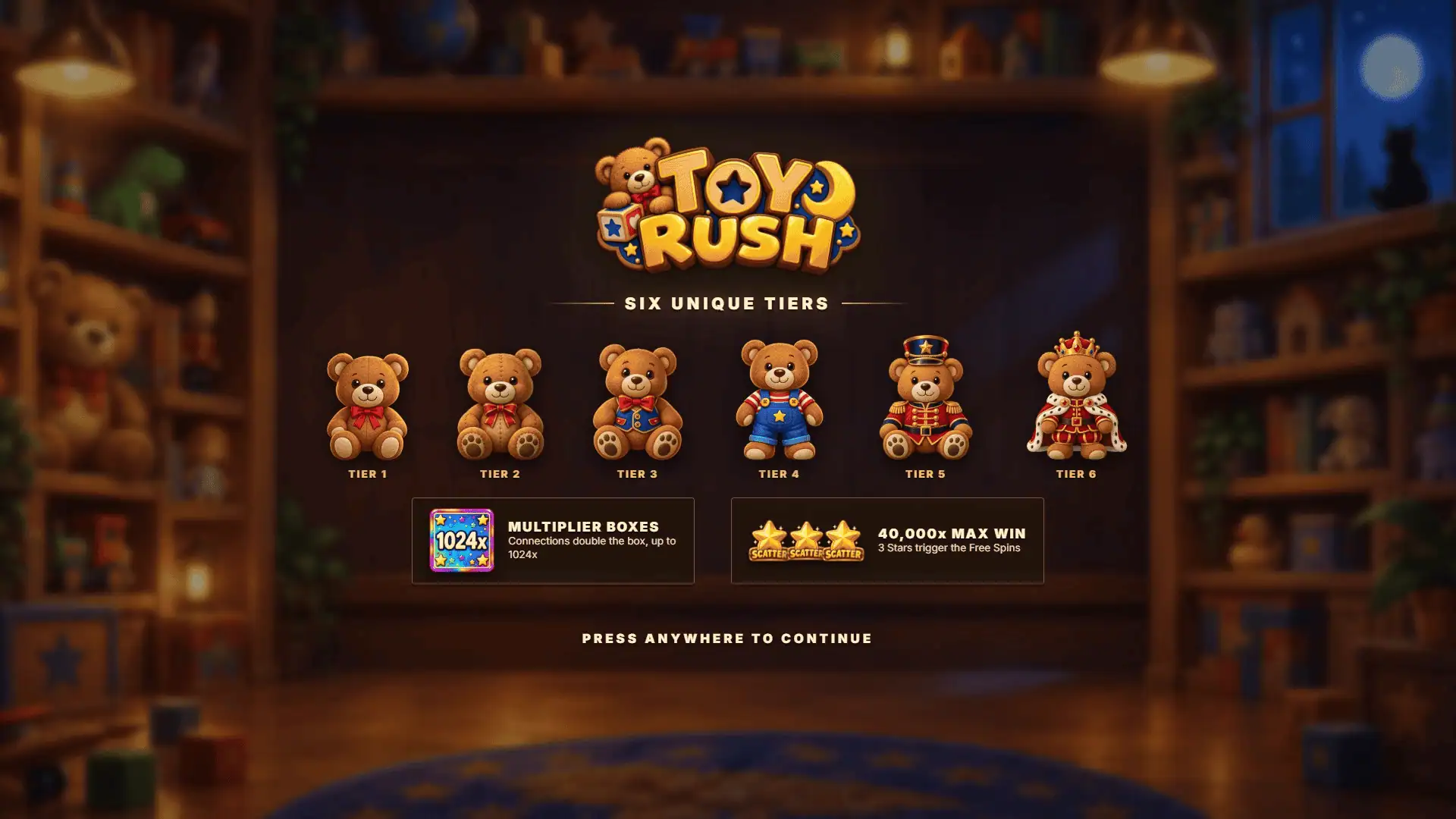 Toy Rush slot intro screen