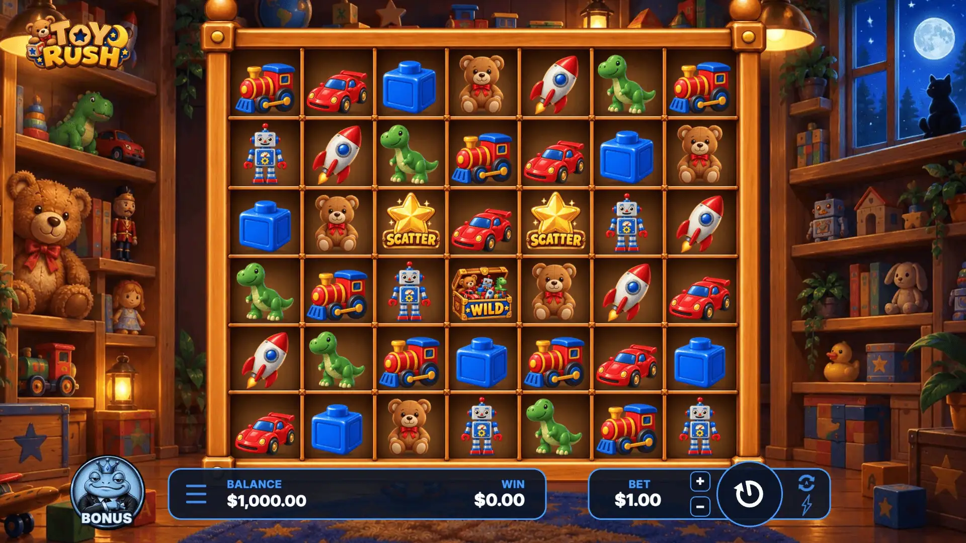 Toy Rush slot gameplay reels