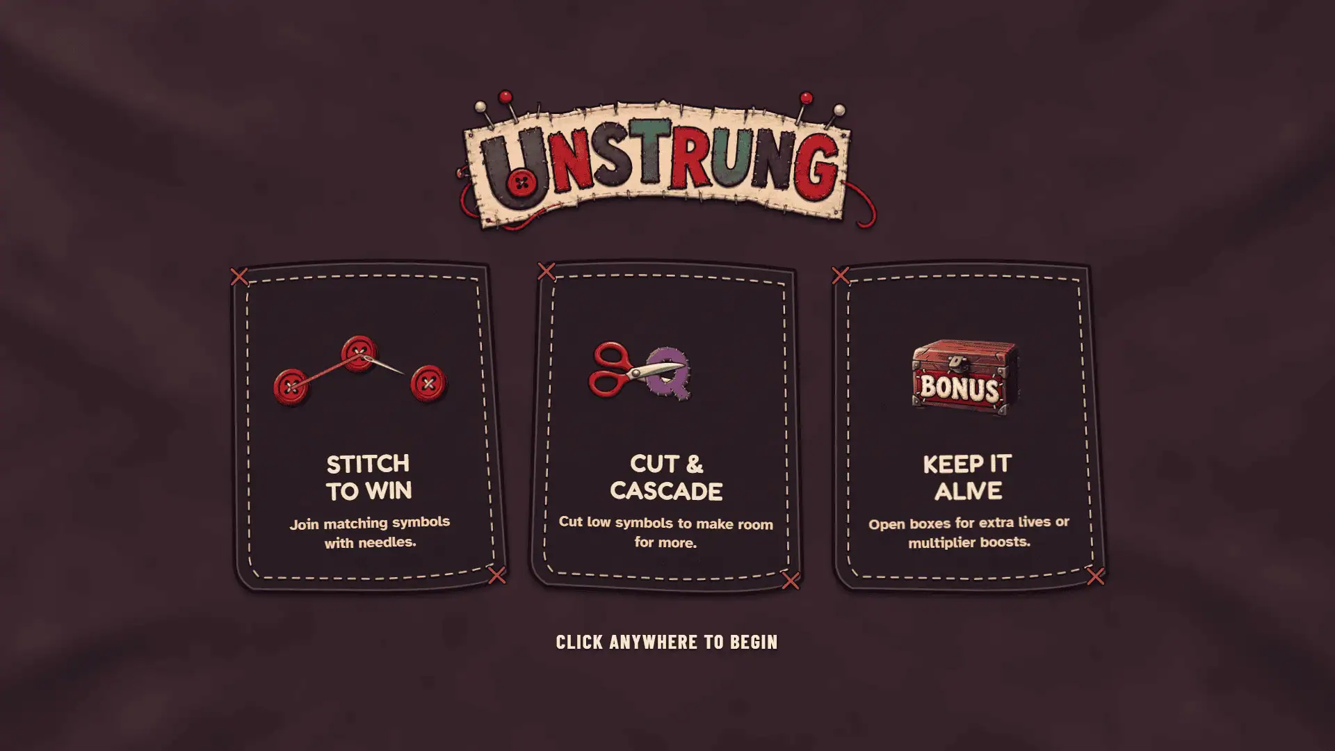 Unstrung slot intro screen