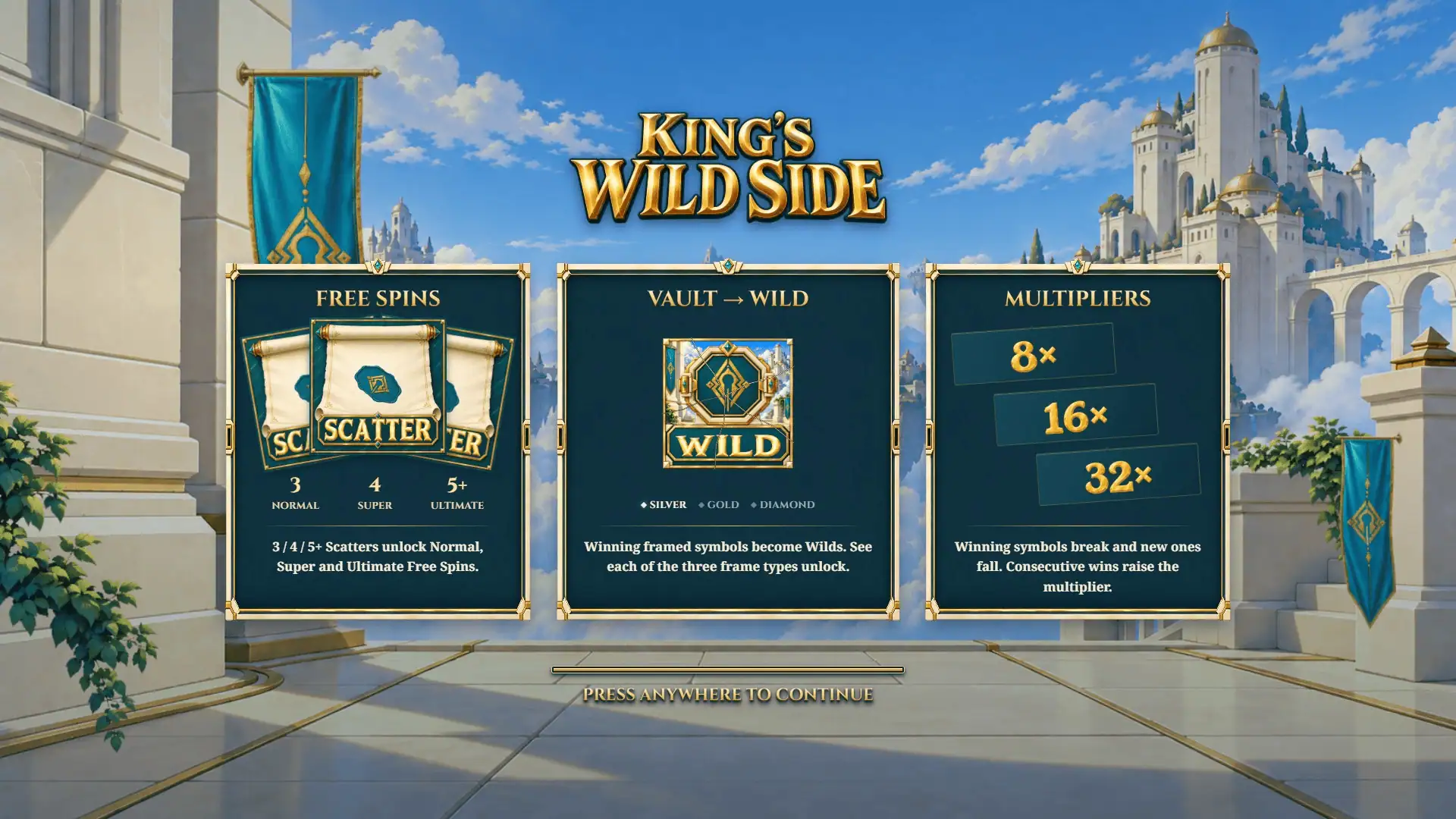 Kings Wild Side slot intro screen