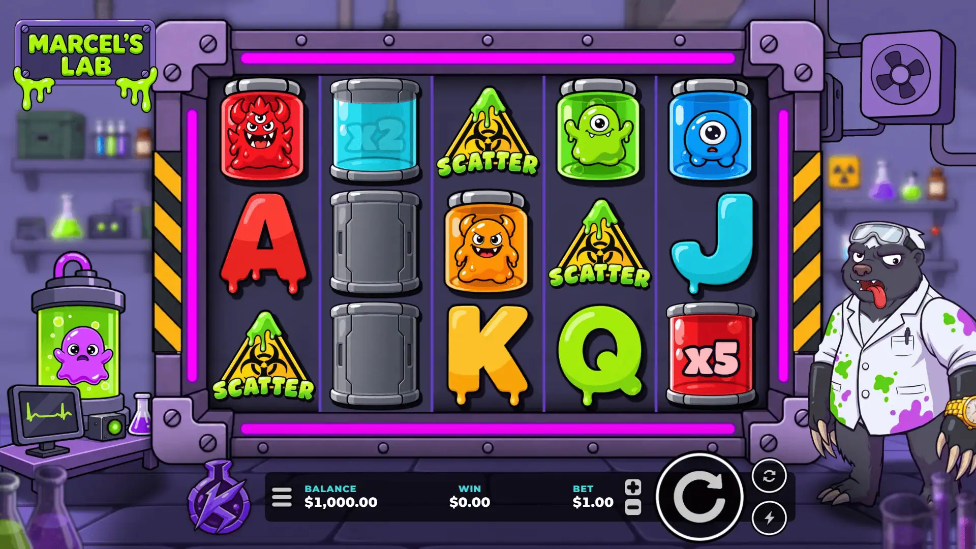 Marcels Lab slot gameplay reels