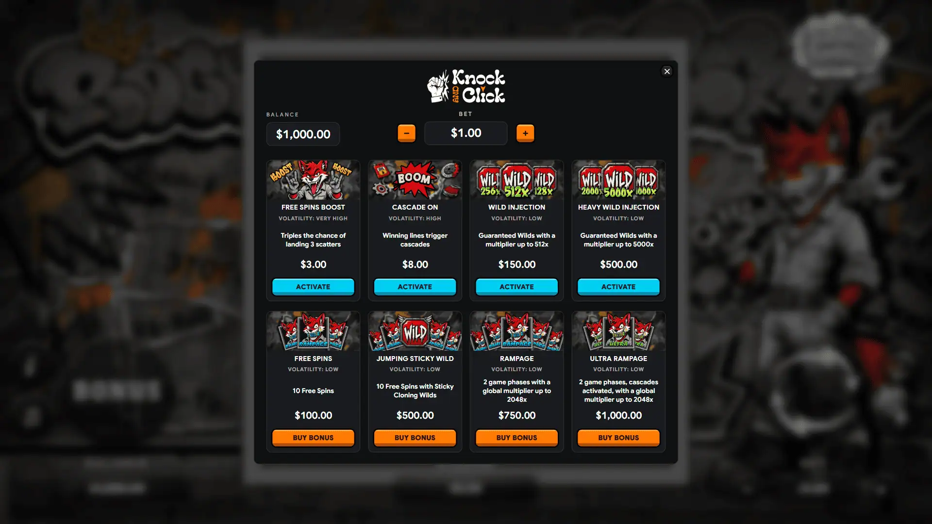 Burnout Rampage bonus buy menu