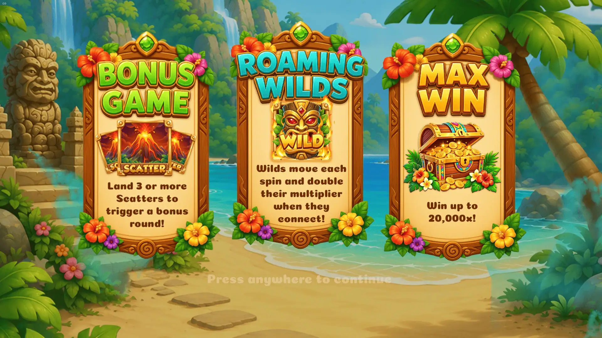 Tiki Paradise slot intro screen