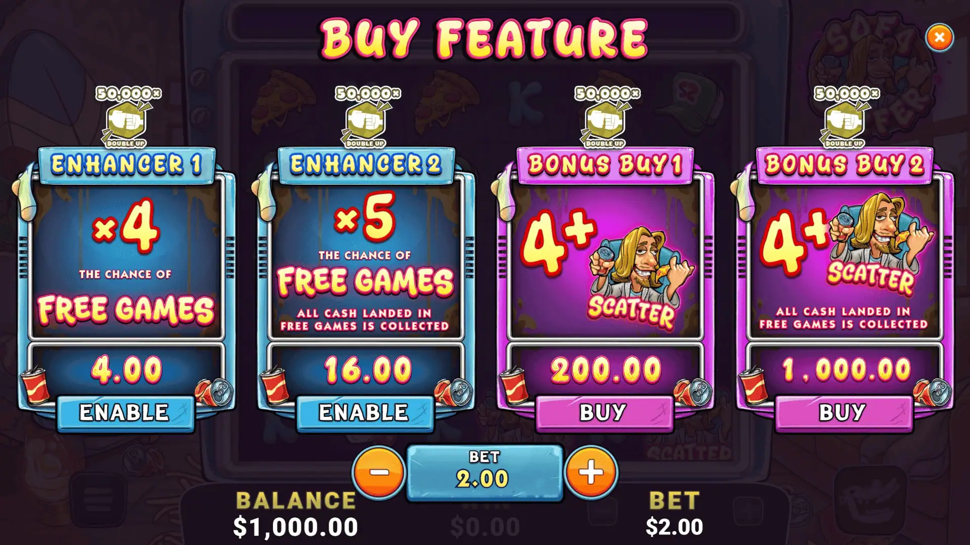 Sofa Surfer bonus buy menu