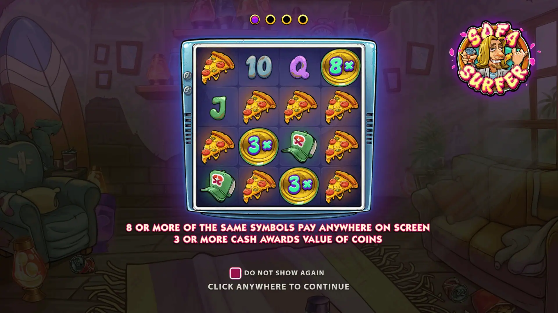 Sofa Surfer slot intro screen