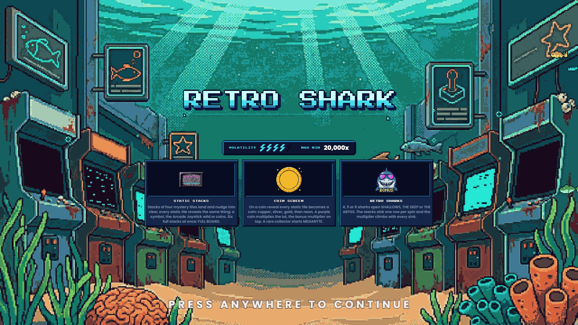 Retro Shark slot intro screen