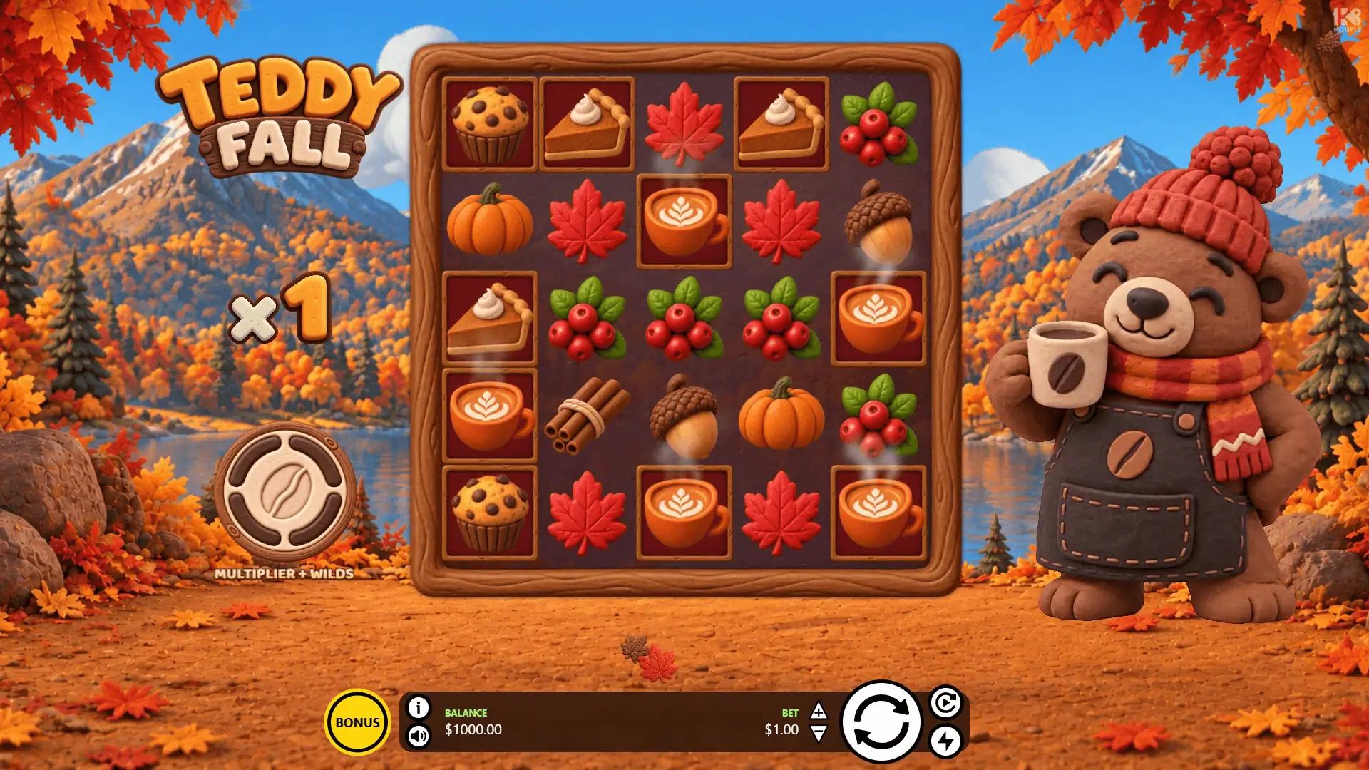 Teddy Fall slot gameplay reels